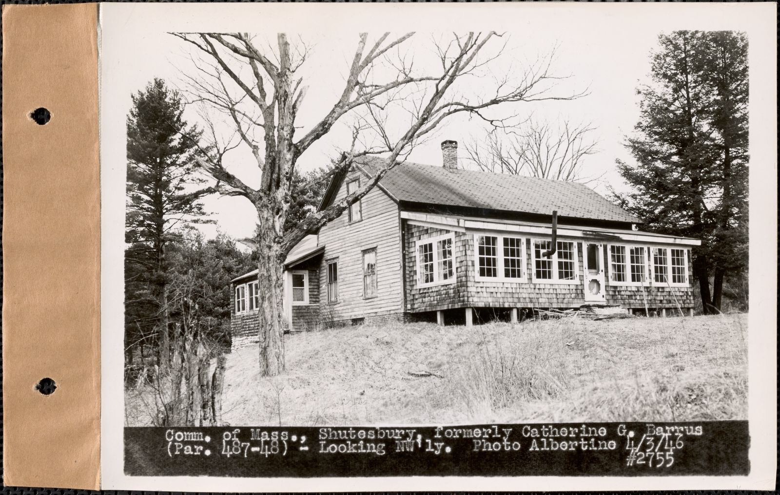 Commonwealth of Massachusetts, formerly Catherine G. Barrus, looking northwesterly, Shutesbury, Mass., Apr. 3, 1946 Parcel no. 487-48, Massachusetts Archives - undated