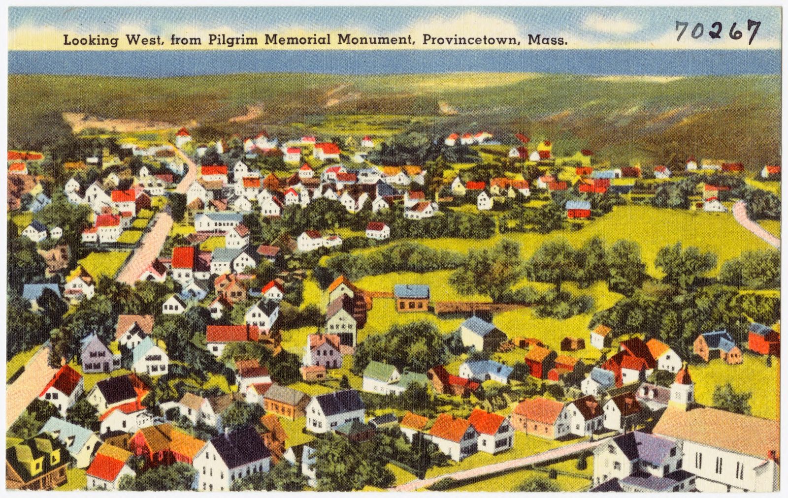 Looking west, from Pilgrim Memorial Monument, Provincetown, Mass., Boston Public Library - undated