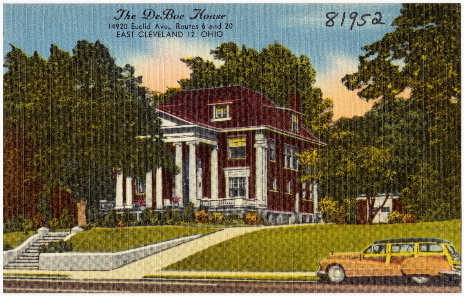 The DeBoe House, 14920 Euclid Ave., Routes 6 and 20, East Cleveland 12, Ohio, Boston Public Library - undated