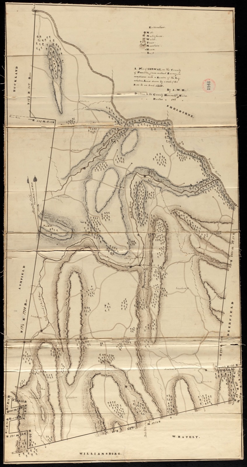 Plan of Conway made by Arthur W. Hoyt, dated 1830, Massachusetts Archives - undated