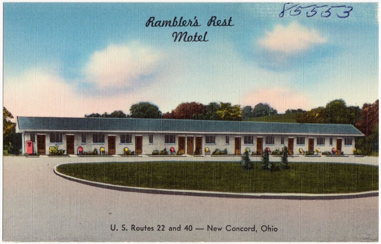 Rambler's Rest Motel, U.S. Routes 22 and 40 -- New Concord, Ohio, Boston Public Library - undated