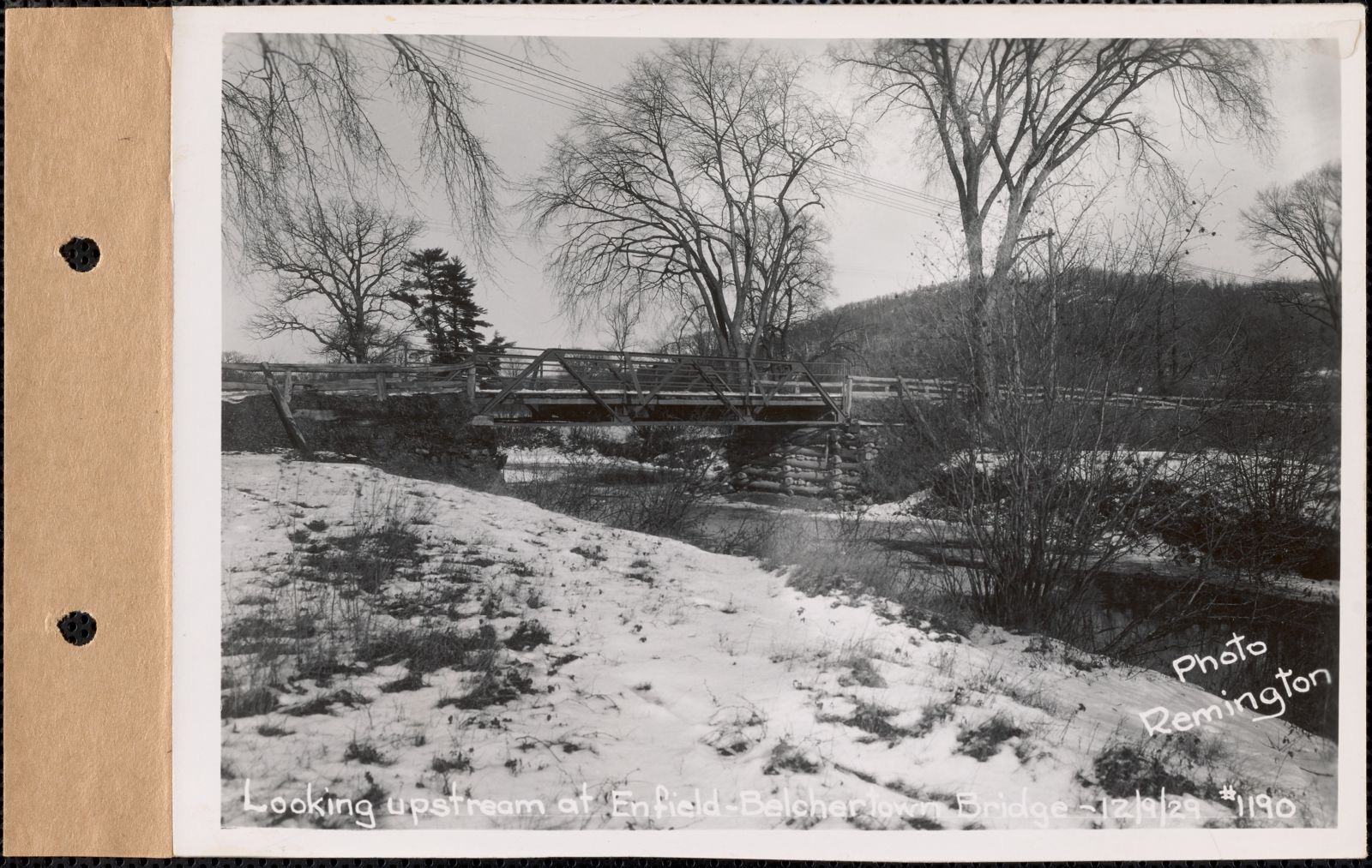 Looking upstream at Enfield-Belchertown bridge, Mass., Dec. 9, 1929, Massachusetts Archives - undated