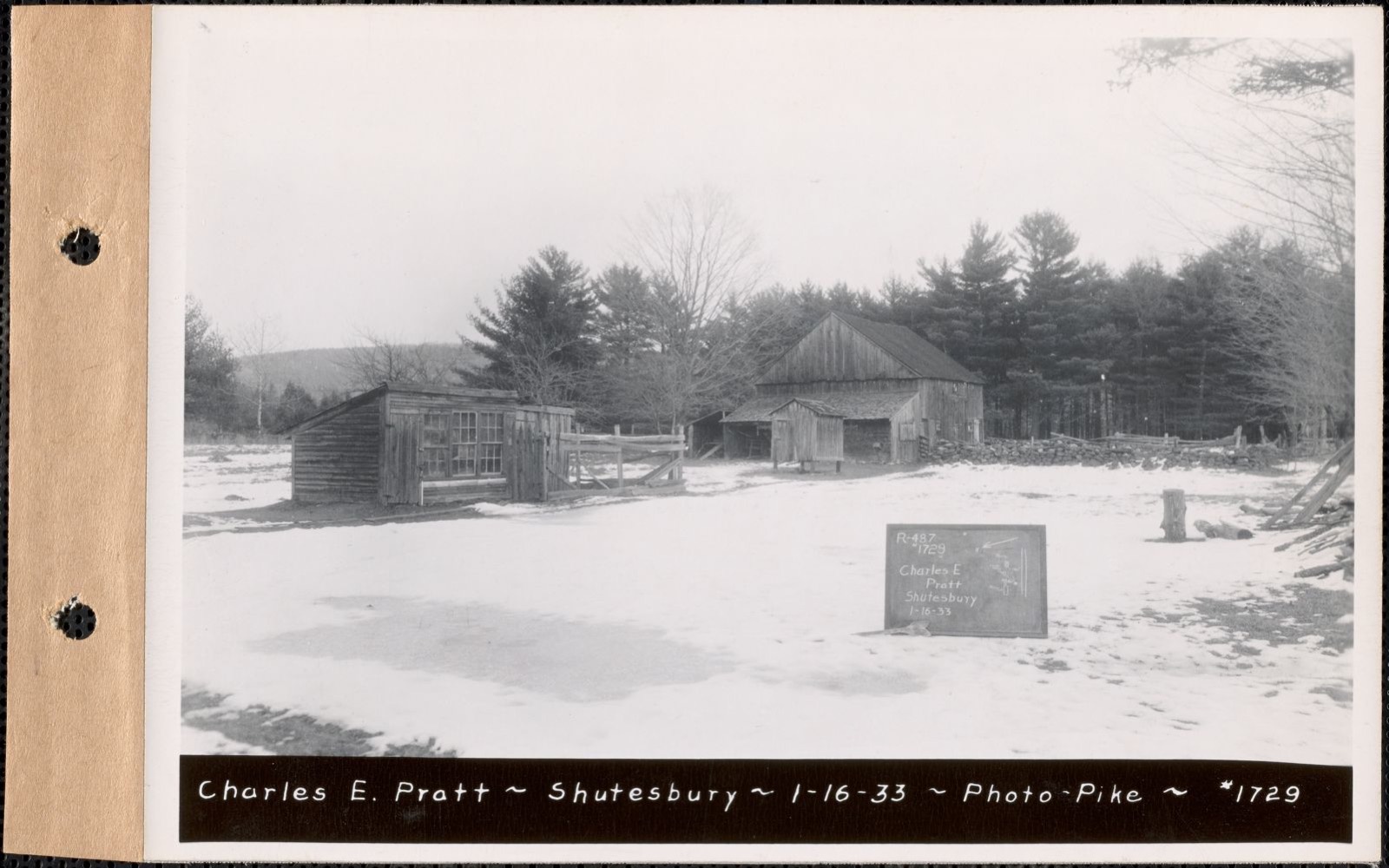Charles E. Pratt, barn, Shutesbury, Mass., Jan. 16, 1933 Parcel no. 487-49, Charles E. Pratt, Massachusetts Archives - undated