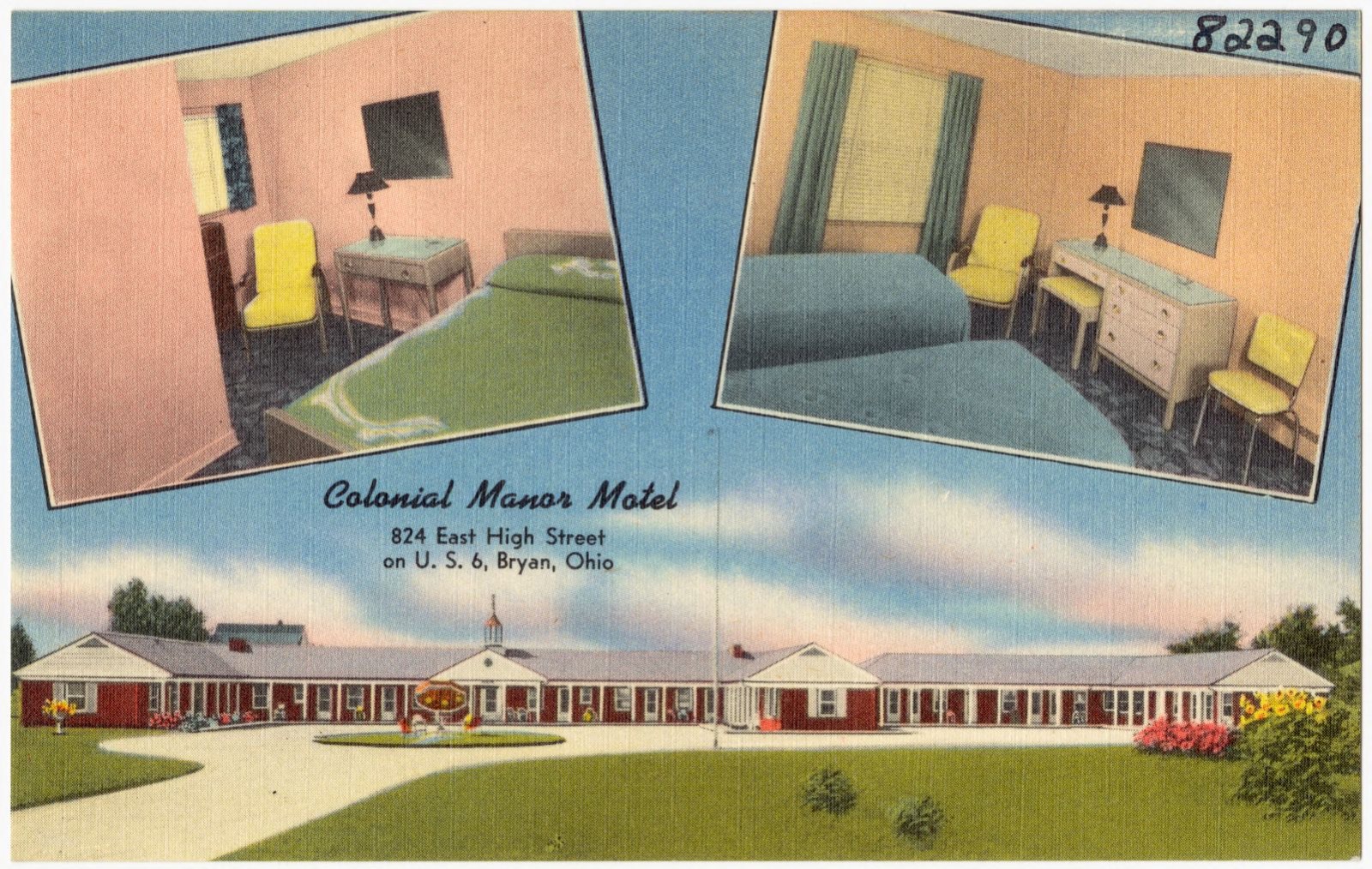 Colonial Manor Motel, 824 East High Street on U.S. 6, Bryan, Ohio, Boston Public Library - undated