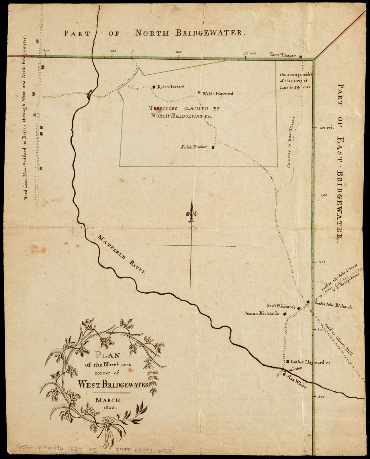 Plan of the north-east corner of West-Bridgewater, Boston Public Library - undated