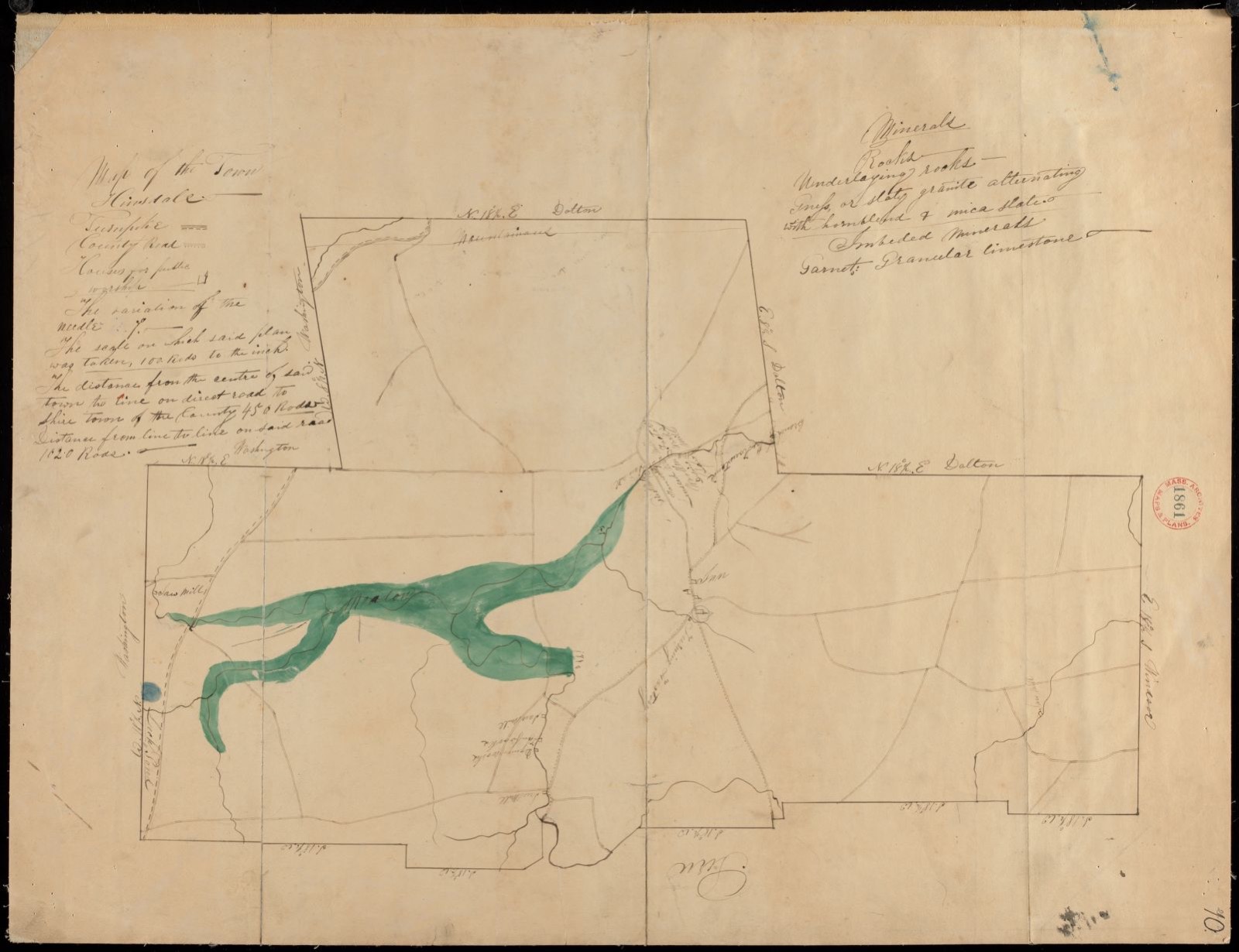 Plan of Hinsdale, surveyor's name not given, dated 1830, Massachusetts Archives - undated