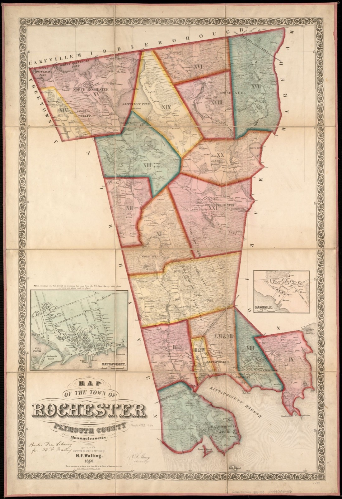 Map of the town of Rochester, Plymouth County, Massachusetts surveyed by order of the town, Boston Public Library - undated