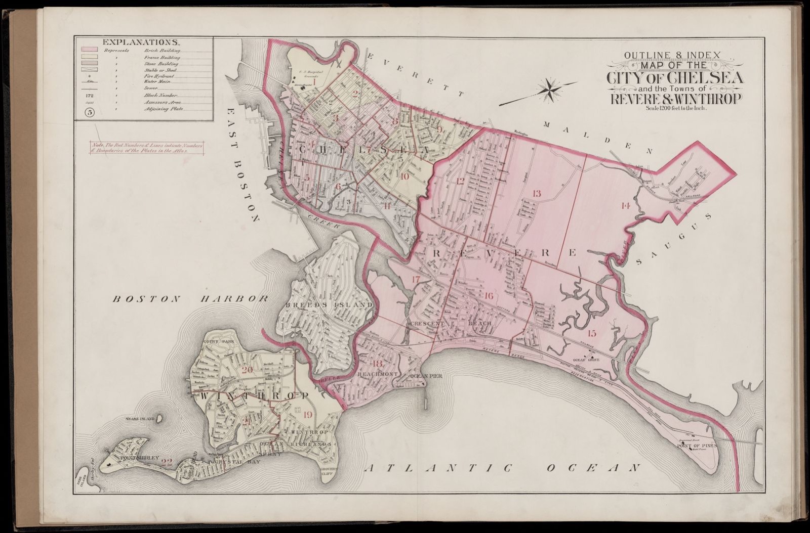 Atlas of the city of Chelsea and the towns of Revere & Winthrop, Massachusetts from actual surveys and official plans : index map, Boston Public Library - undated