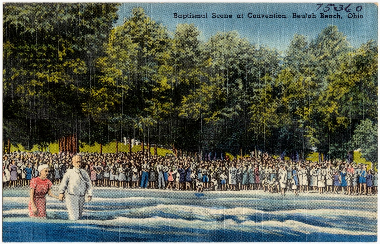 Baptismal scene at convention, Beulah Beach, Ohio, Boston Public Library - undated