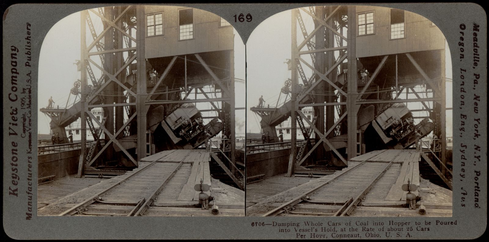 Dumping cars of coal into hopper, Boston Public Library - undated