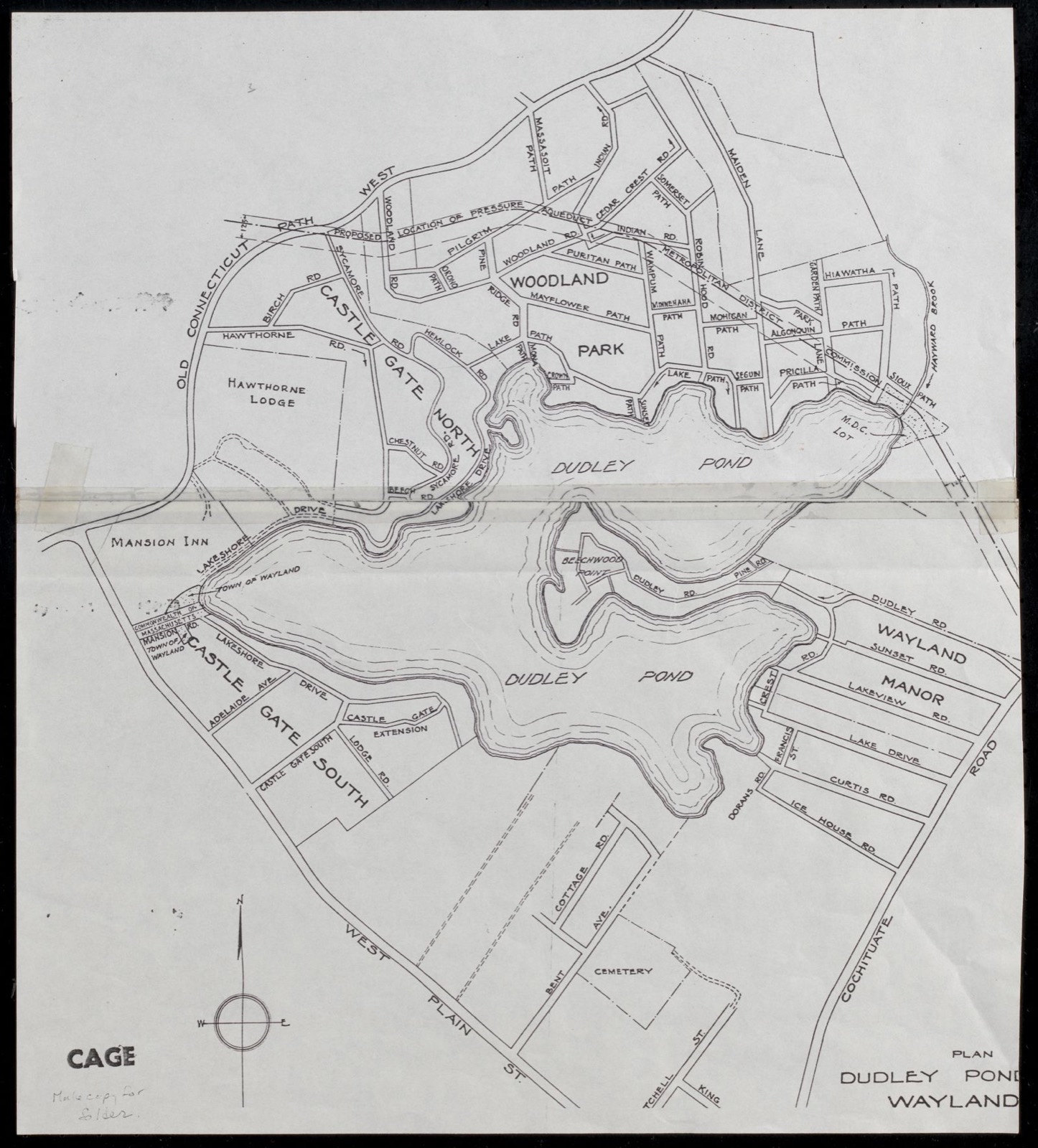 Plan, Dudley Pond, Wayland, Wayland Free Public Library - undated