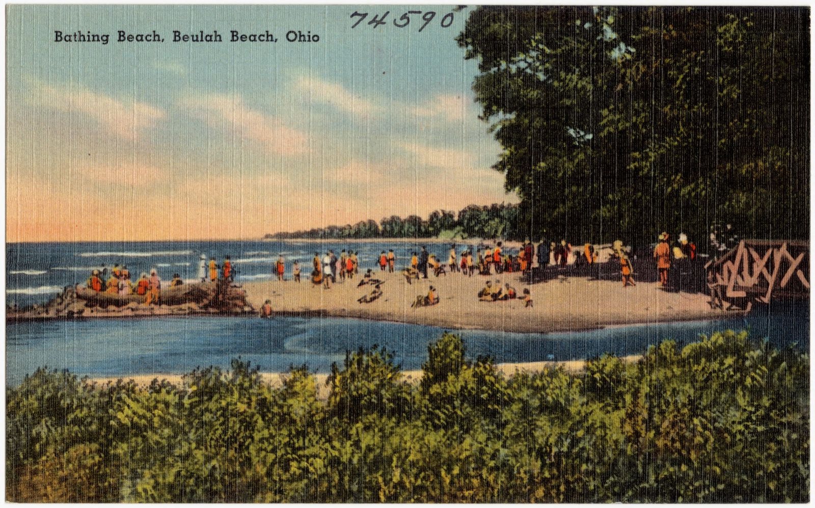 Bathing beach, Beulah Beach, Ohio, Boston Public Library - undated