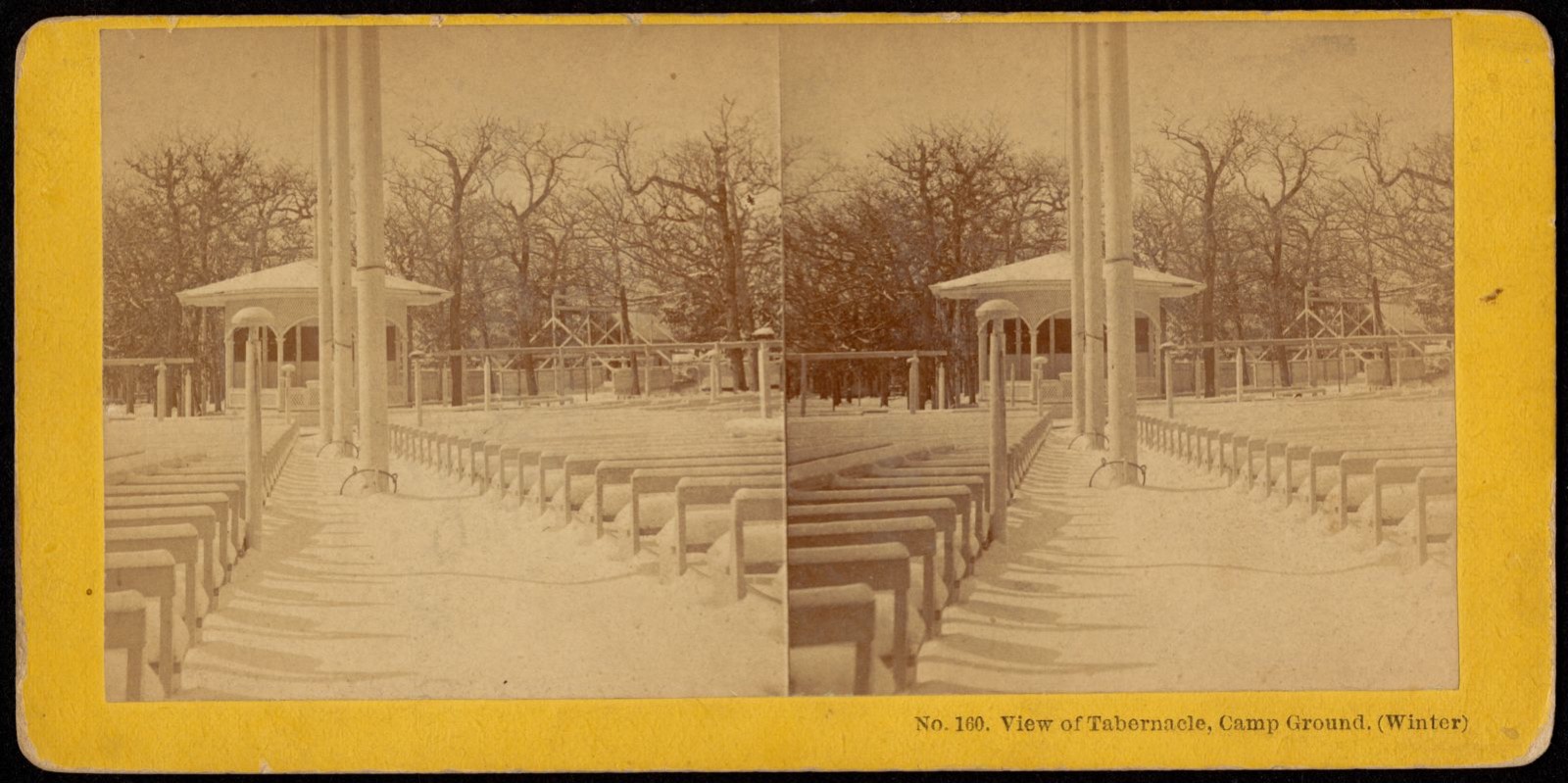 View of tabernacle, camp ground. (Winter), Boston Public Library - undated