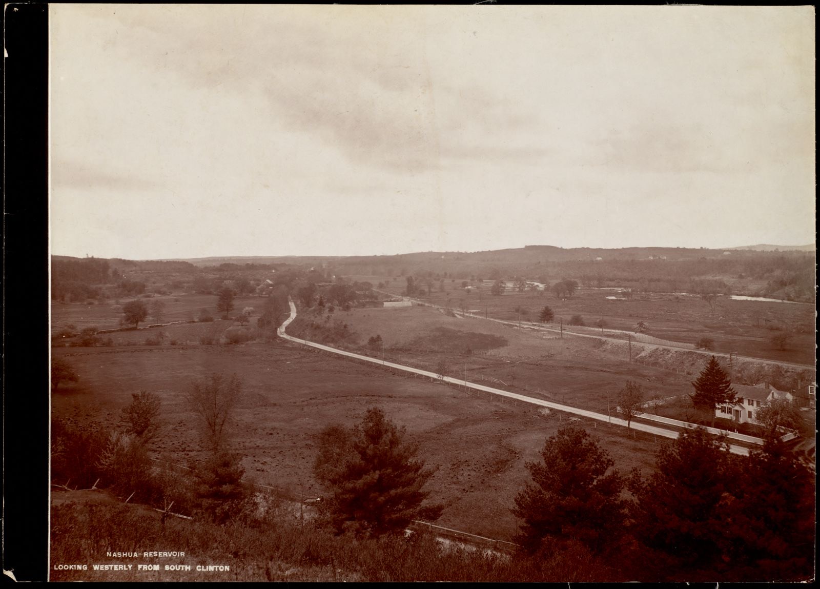 Wachusett Department, Nashua Reservoir site, looking westerly from South Clinton (compare with No. 7294), Boylston; Clinton, Mass., Apr.-May 1897, Massachusetts Archives - undated