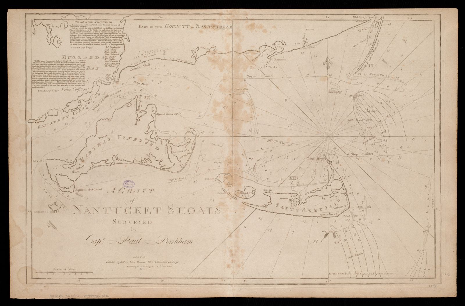 A chart of Nantucket Shoals, Boston Public Library - undated