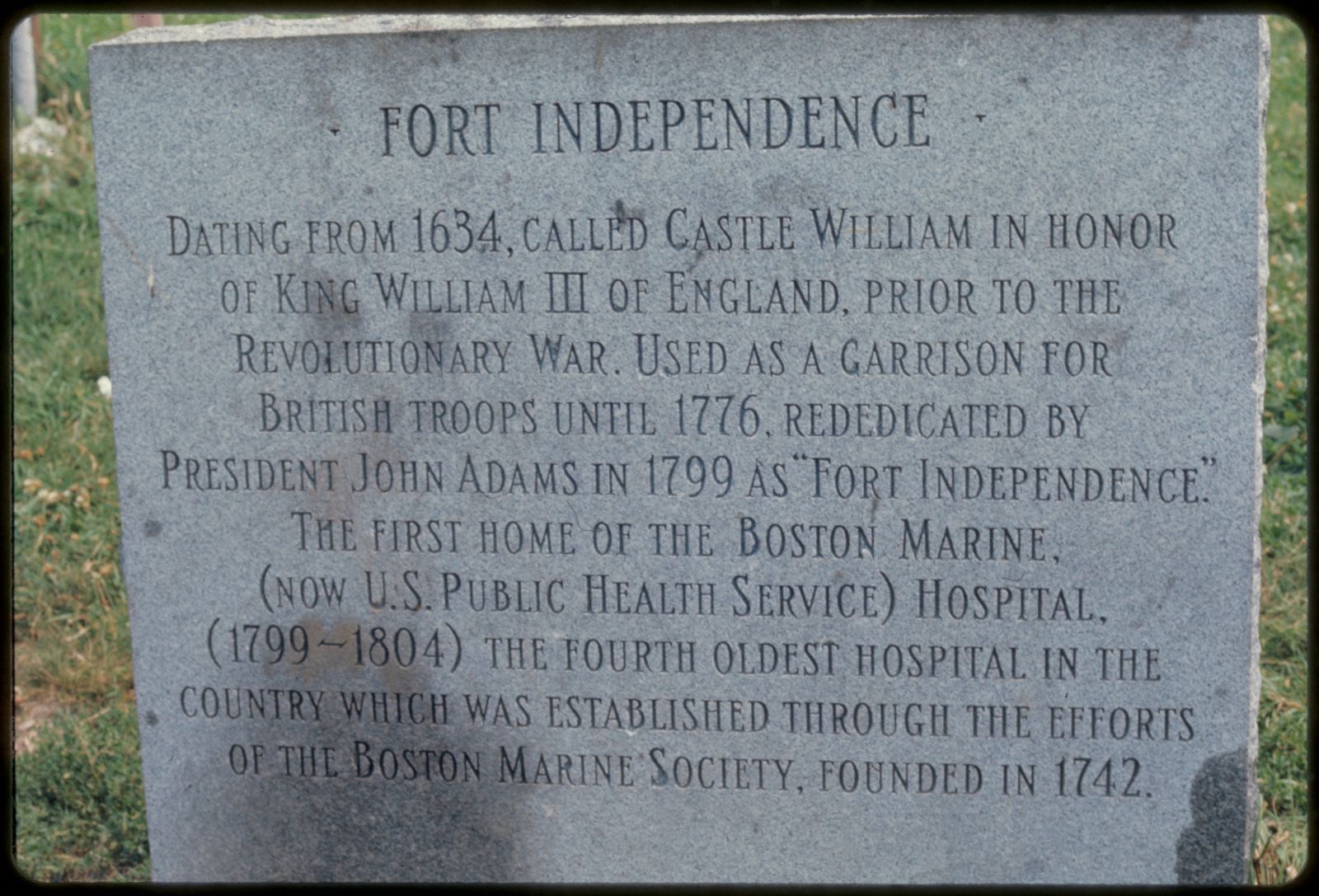 Fort Independence historical marker, Boston Public Library - undated