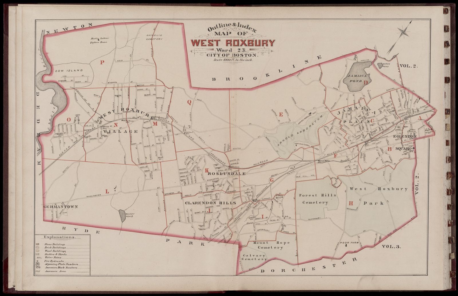 Atlas of the city of Boston : West Roxbury : volume five : from actual surveys and official records index map, Boston Public Library - undated