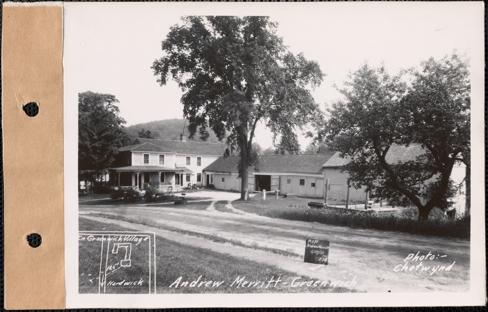 Andrew Merritt, house, barn, and shed, Greenwich Village, Greenwich, Mass., June 18, 1928 Parcel no. 371-44, Andrew Merritt, Massachusetts Archives - undated