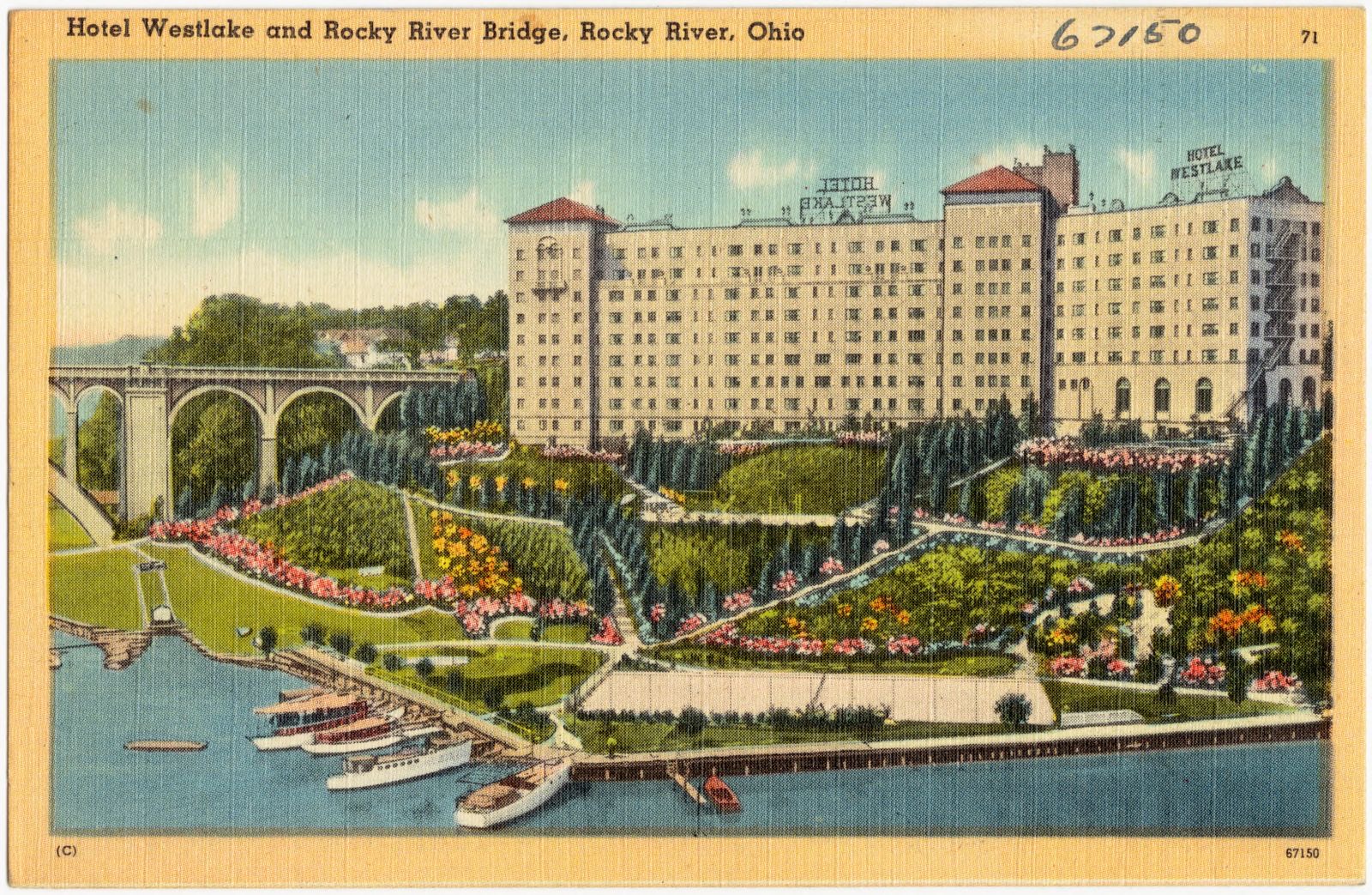 Hotel Westlake and Rocky River Bridges, Rocky River, Ohio, Boston Public Library - undated