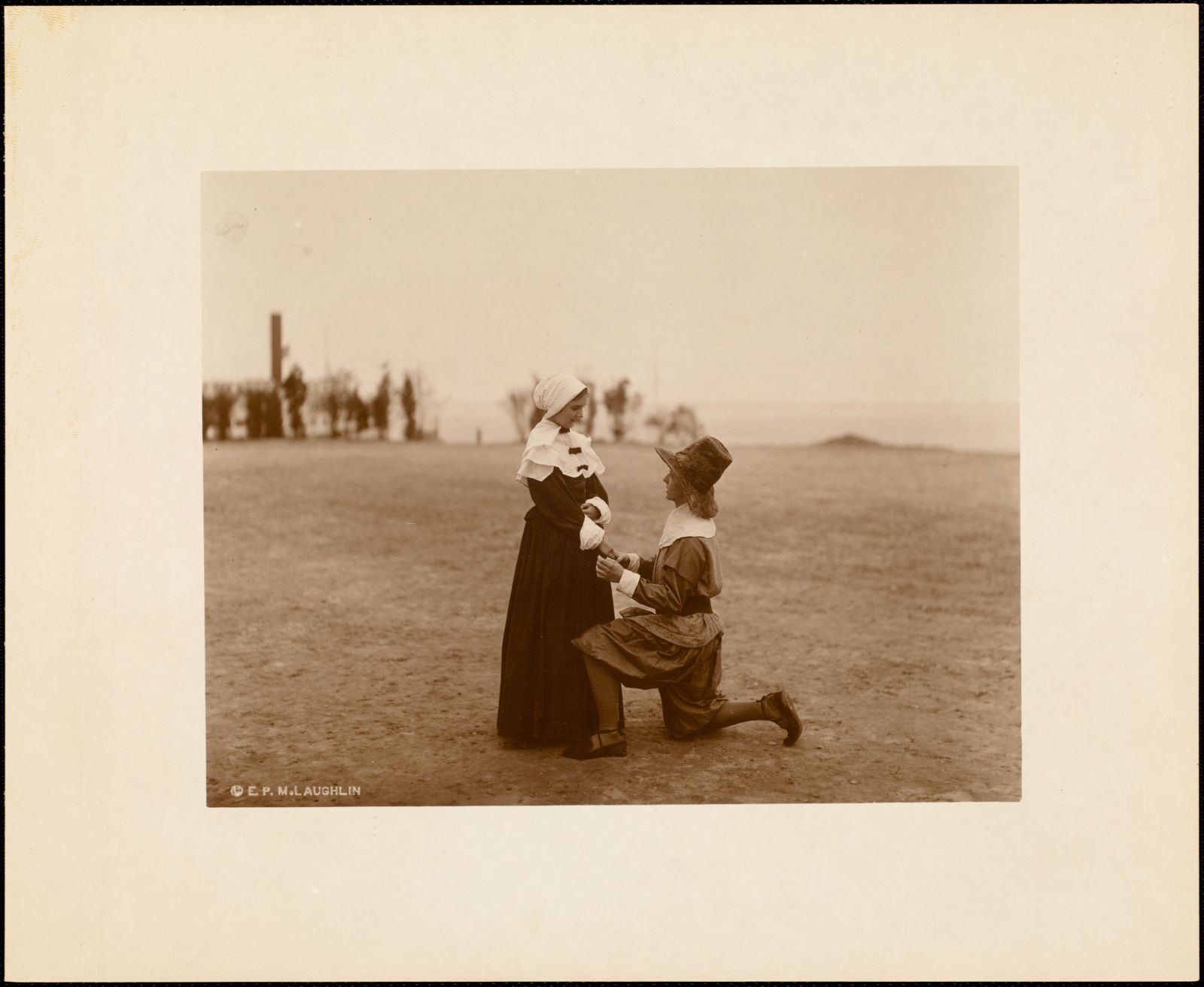 Plymouth Tercentenary Pageant, Pilgrim couple, Plymouth Public Library - undated