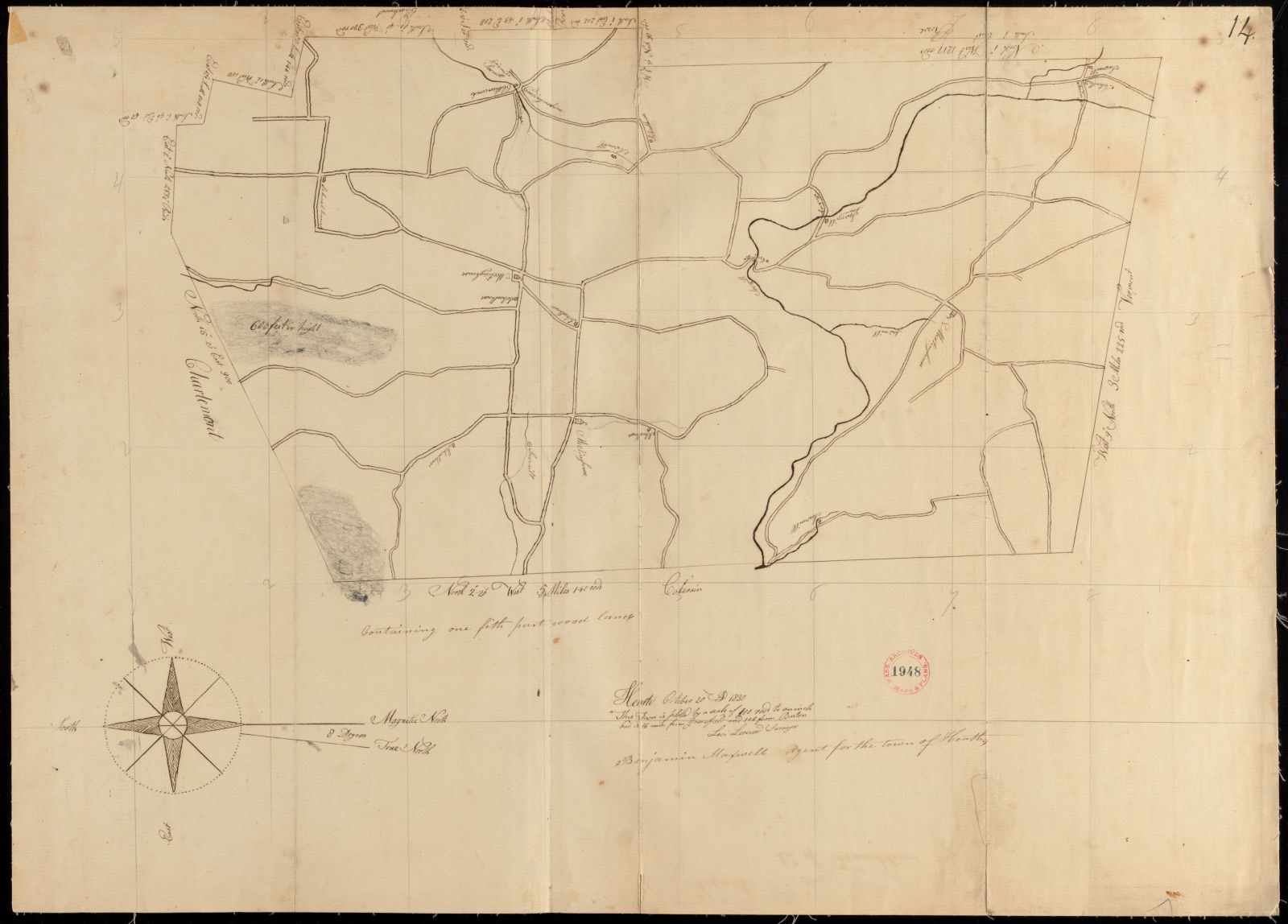 Plan of Heath made by Levi Leonard, dated October 20, 1830, Massachusetts Archives - undated