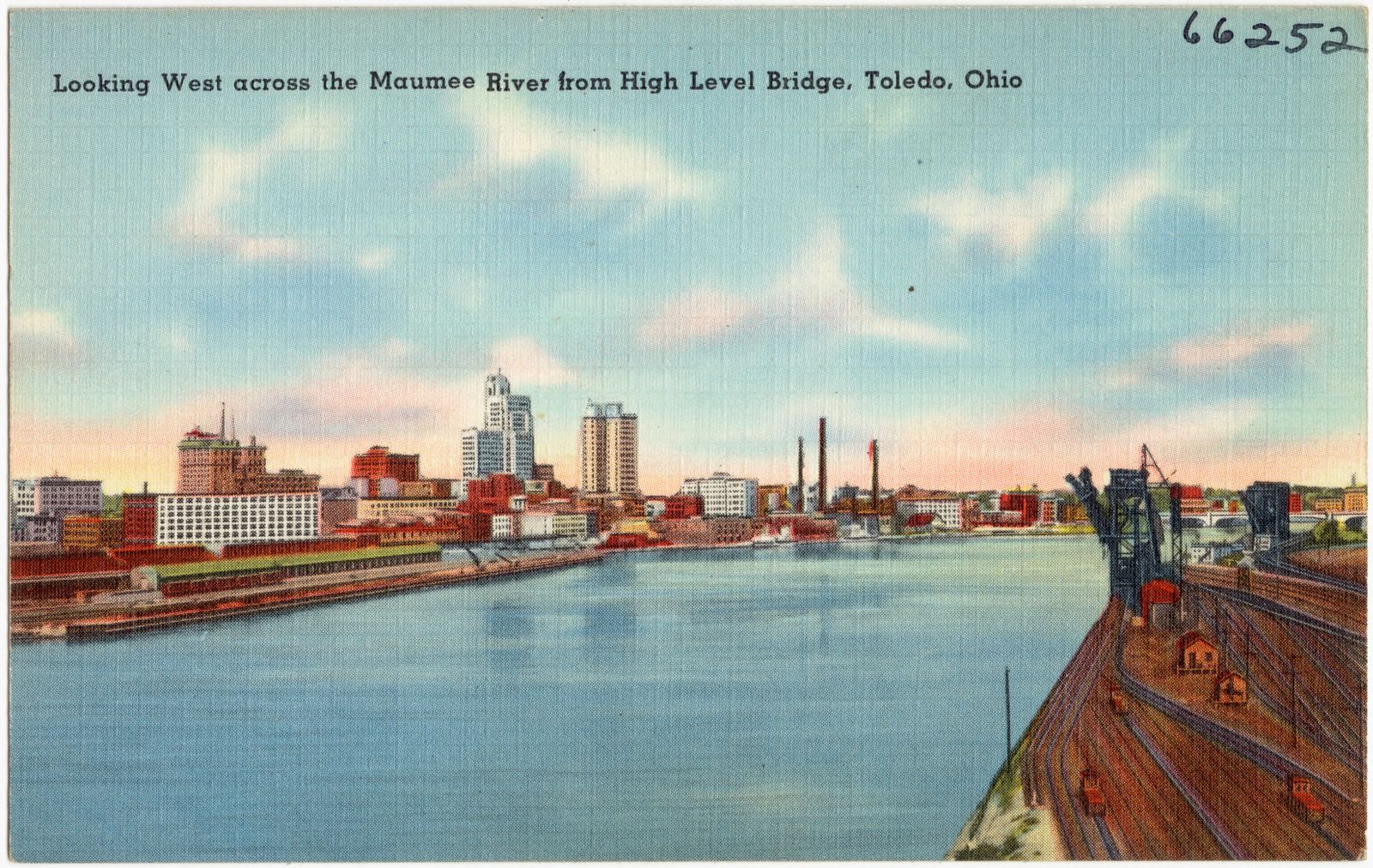 Looking west across the Maumee River from high level bridge, Toledo, Ohio, Boston Public Library - undated