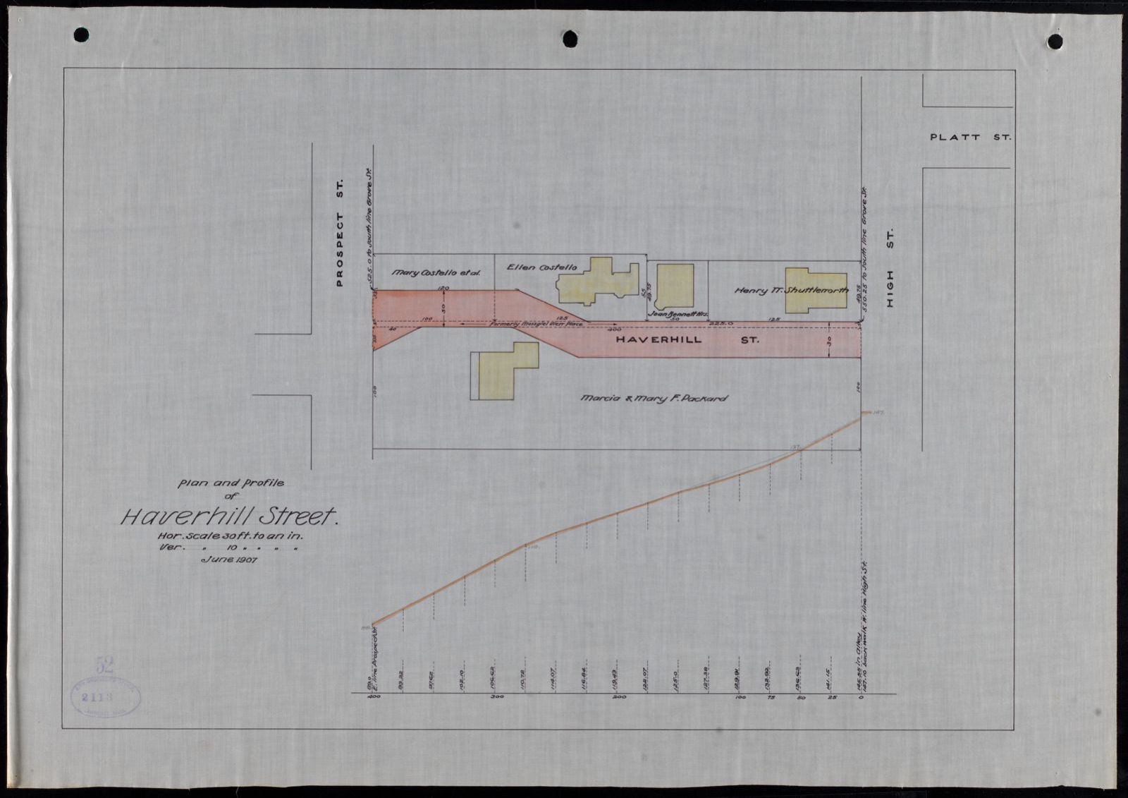 Plan and profile of Haverhill Street, Lawrence Public Library - undated