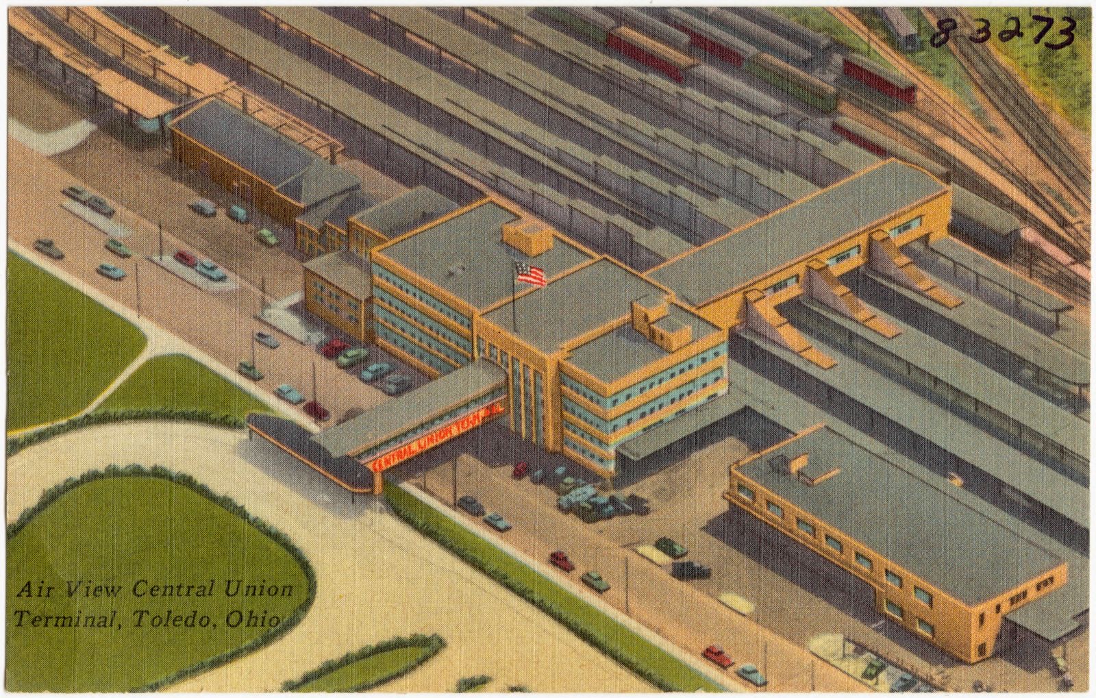 Air view Central Union Terminal, Toledo, Ohio, Boston Public Library - undated