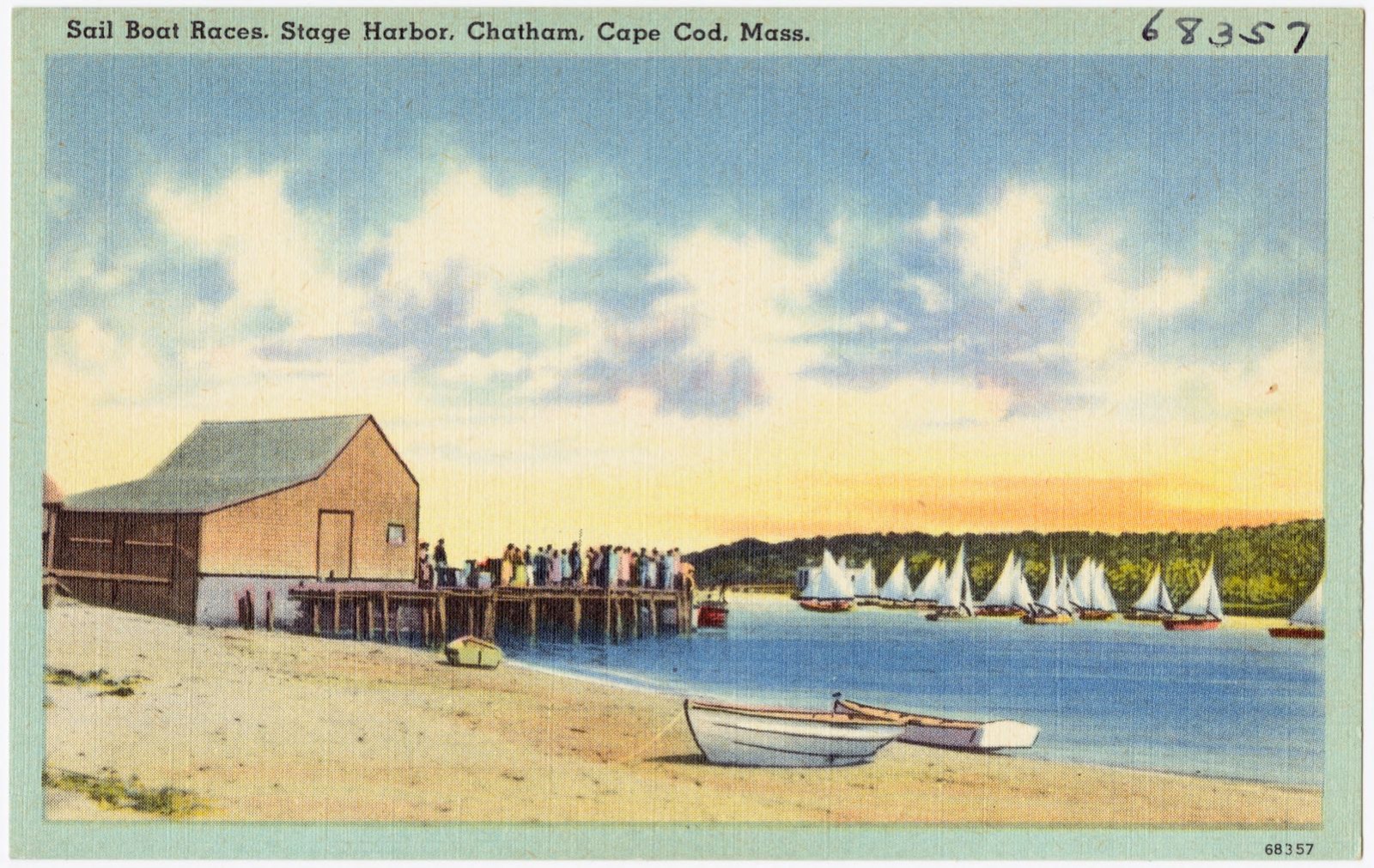 Sail Boat Races, Stage Harbor, Chatham, Cape Cod, Mass., Boston Public Library - undated