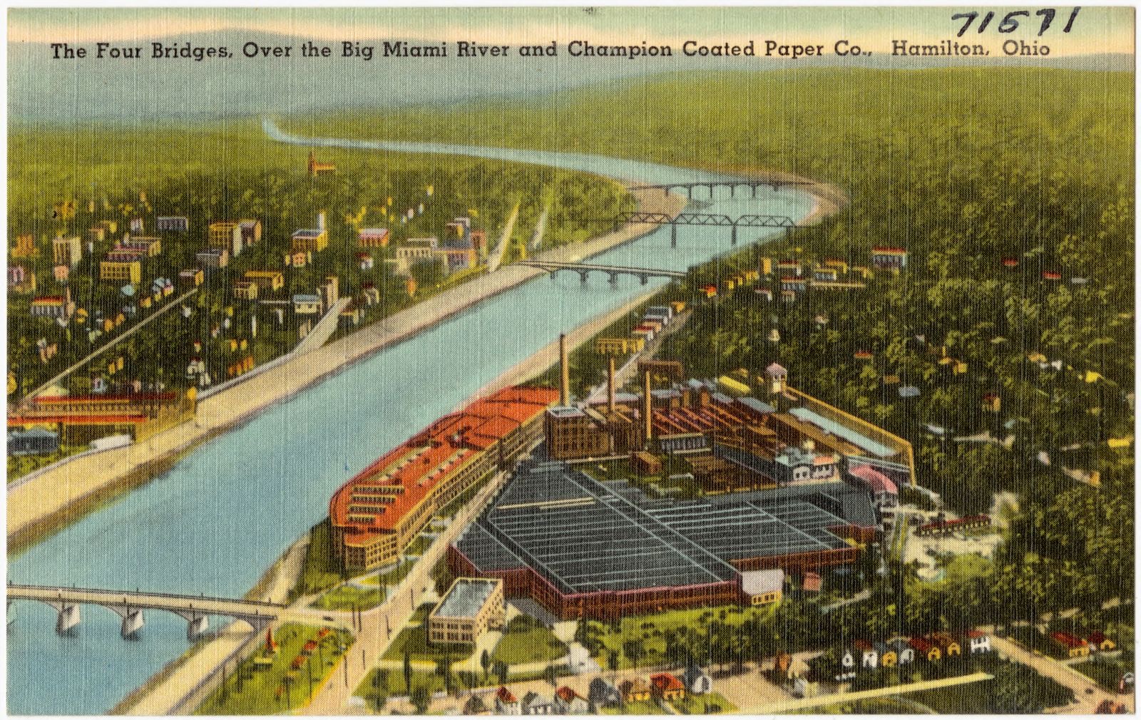 The four bridges, over Big Miami River and Champion Coated Paper Co., Hamilton, Ohio, Boston Public Library - undated