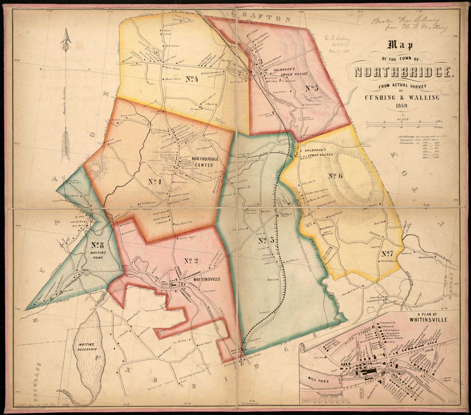 Map of the town of Northbridge from actual survey, Boston Public Library - undated