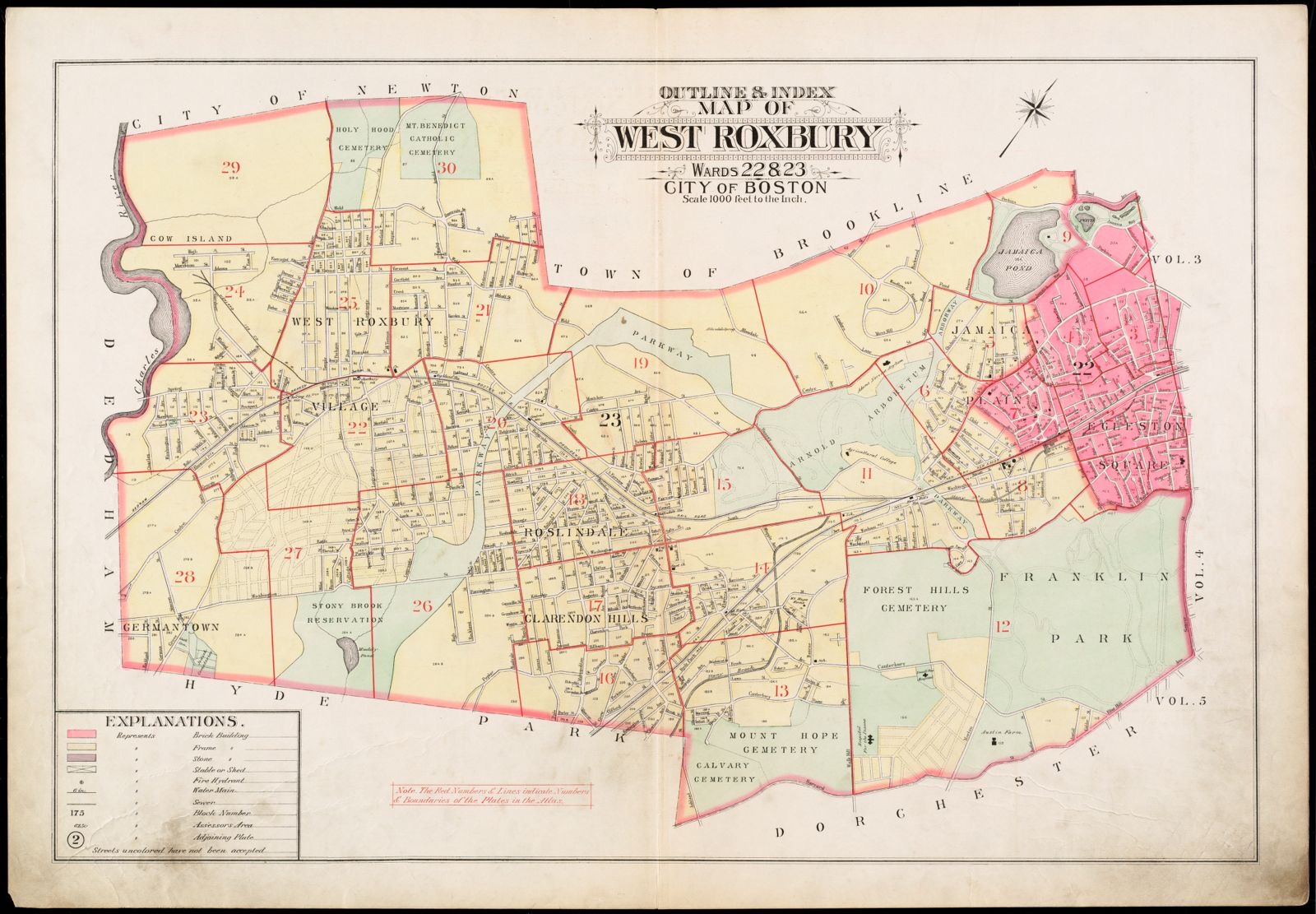 Outline & index map of West Roxbury, wards 22 & 23, city of Boston, Boston Public Library - undated