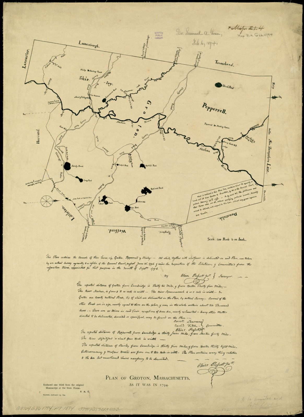 Plan of Groton, Massachusetts as it was in 1794, Boston Public Library - undated