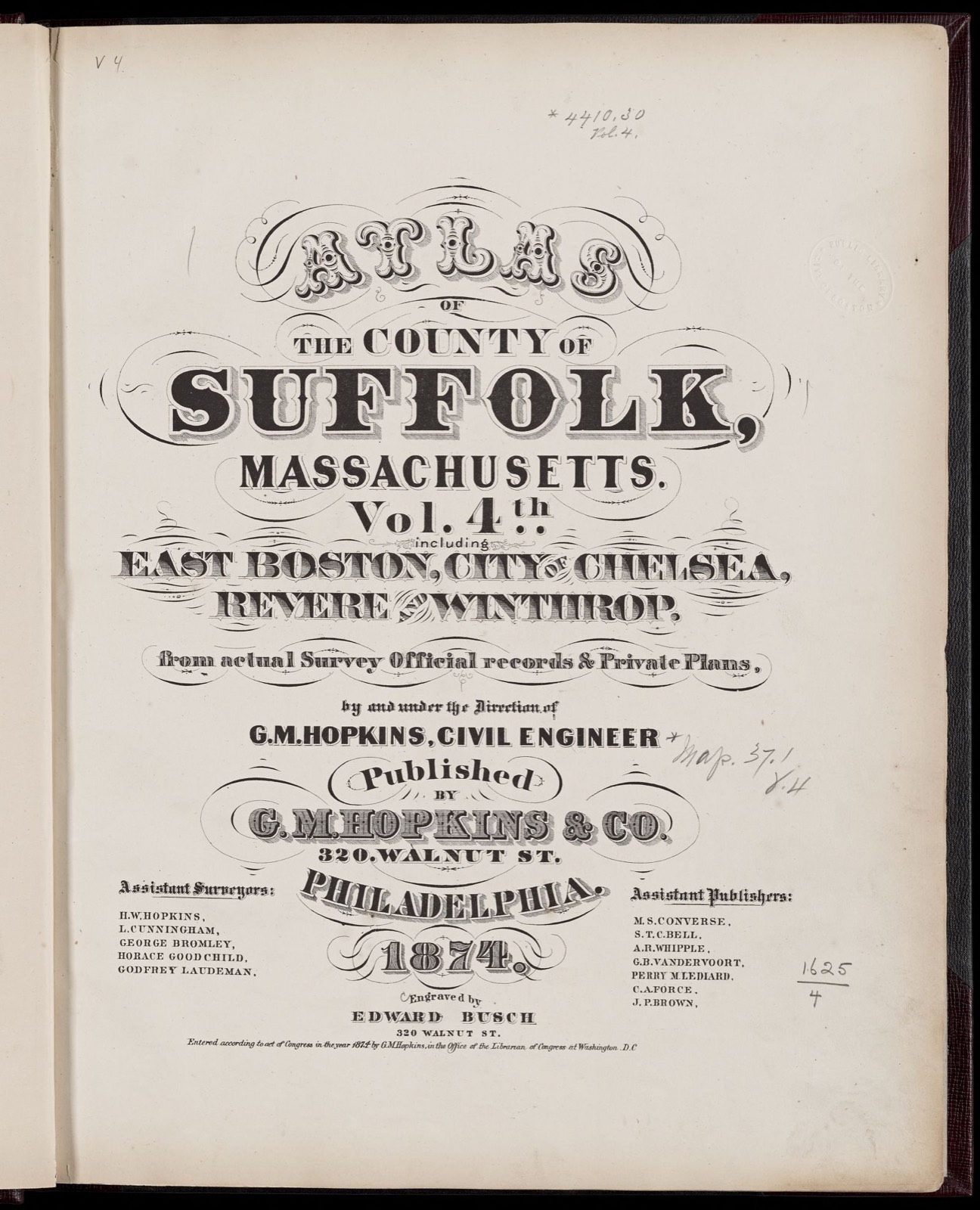 Atlas of the county of Suffolk, Massachusetts : vol. 4th including East Boston, city of Chelsea, Revere and Winthrop from actual survey official records & private plans, Boston Public Library - undated