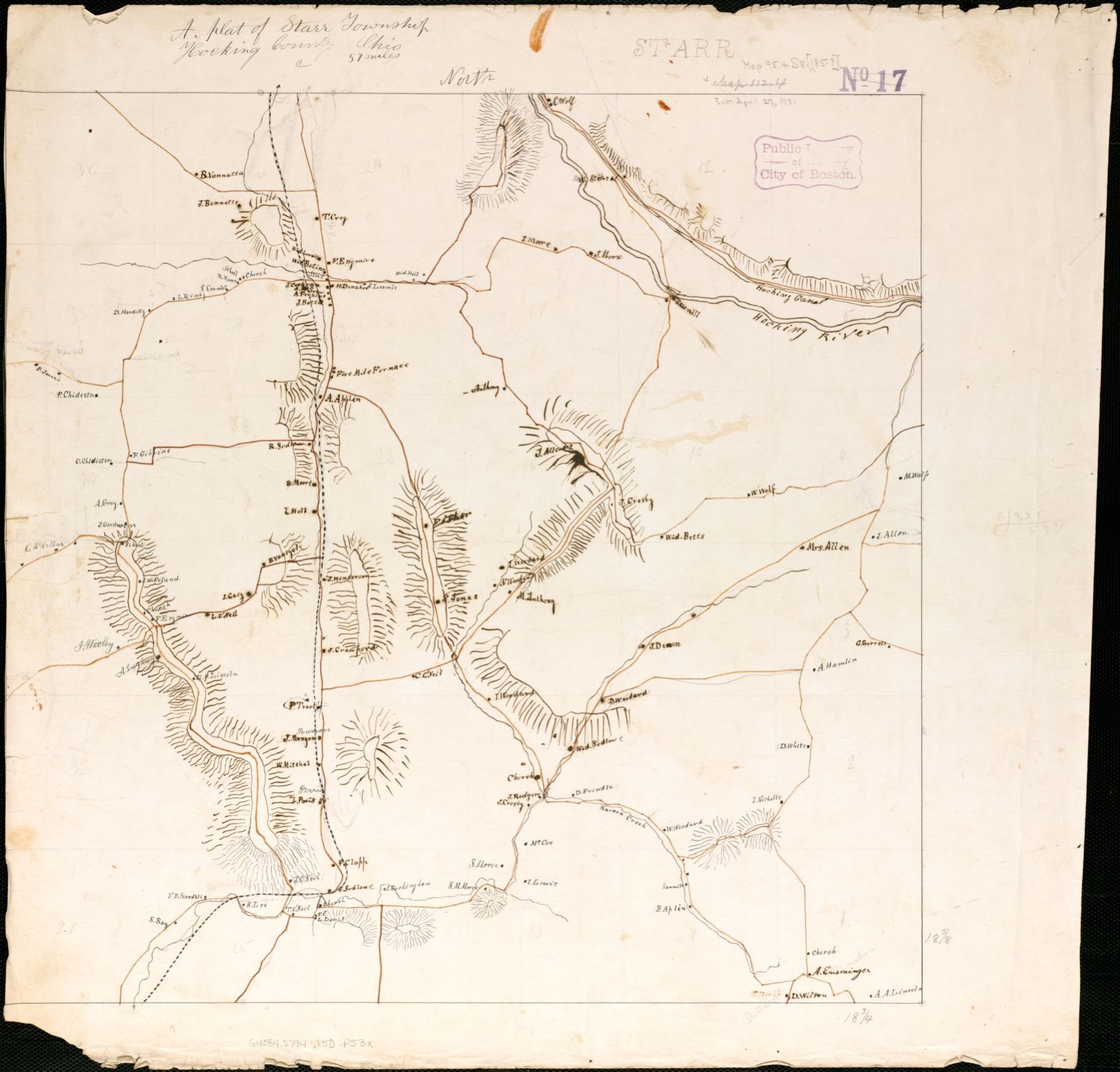 A plat of Starr township Hocking County Ohio, Boston Public Library - undated
