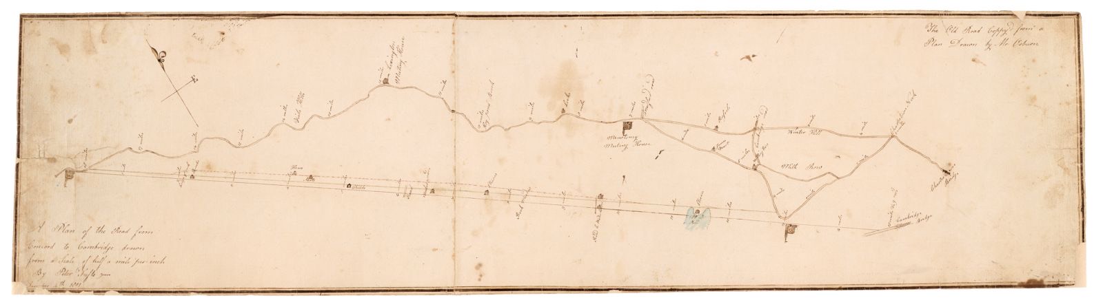 A plan of the road from Concord to Cambridge drawn from a scale of half a mile per inch, Lincoln Public Library - undated