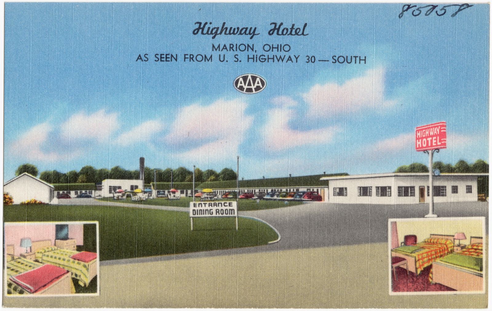 Highway Hotel, Marion, Ohio, as seen from U.S. Highway 30 -- south, Boston Public Library - undated