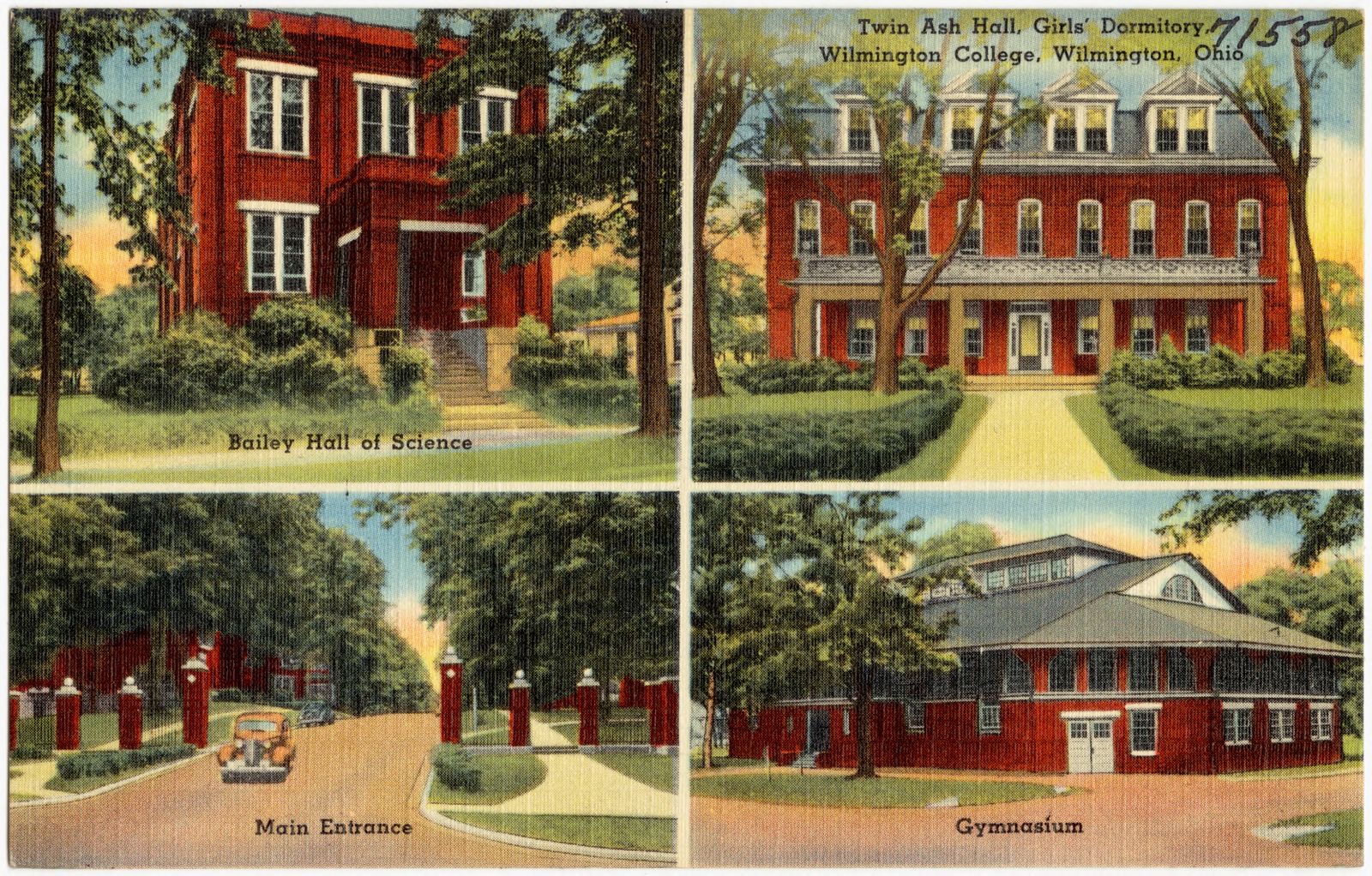 Bailey Hall of Science. Twin Ash Hall, girls' dormitory, Wilmington, Ohio. Main entrance. Gymnasium, Boston Public Library - undated