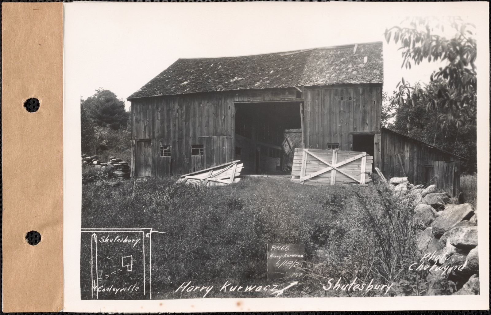 Harry Kurwacz, barn, Shutesbury, Mass., June 18, 1928 Parcel no. 466-3, Harry Kurwacz, Massachusetts Archives - undated