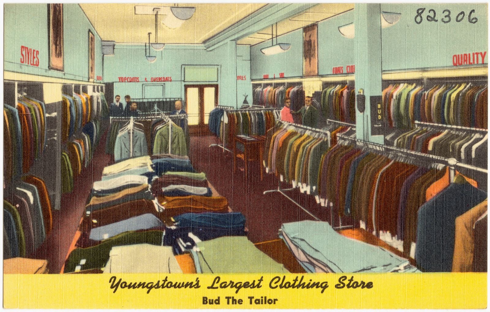 Youngstown largest clothing store, Bud The Tailor, Boston Public Library - undated