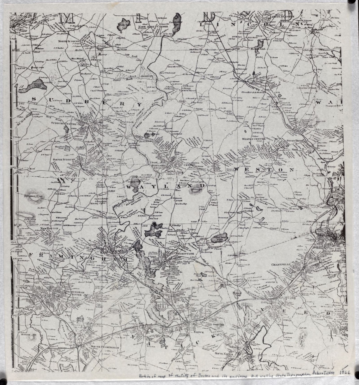 Portion of map of the city of Boston and its environs, Wayland Free Public Library - undated