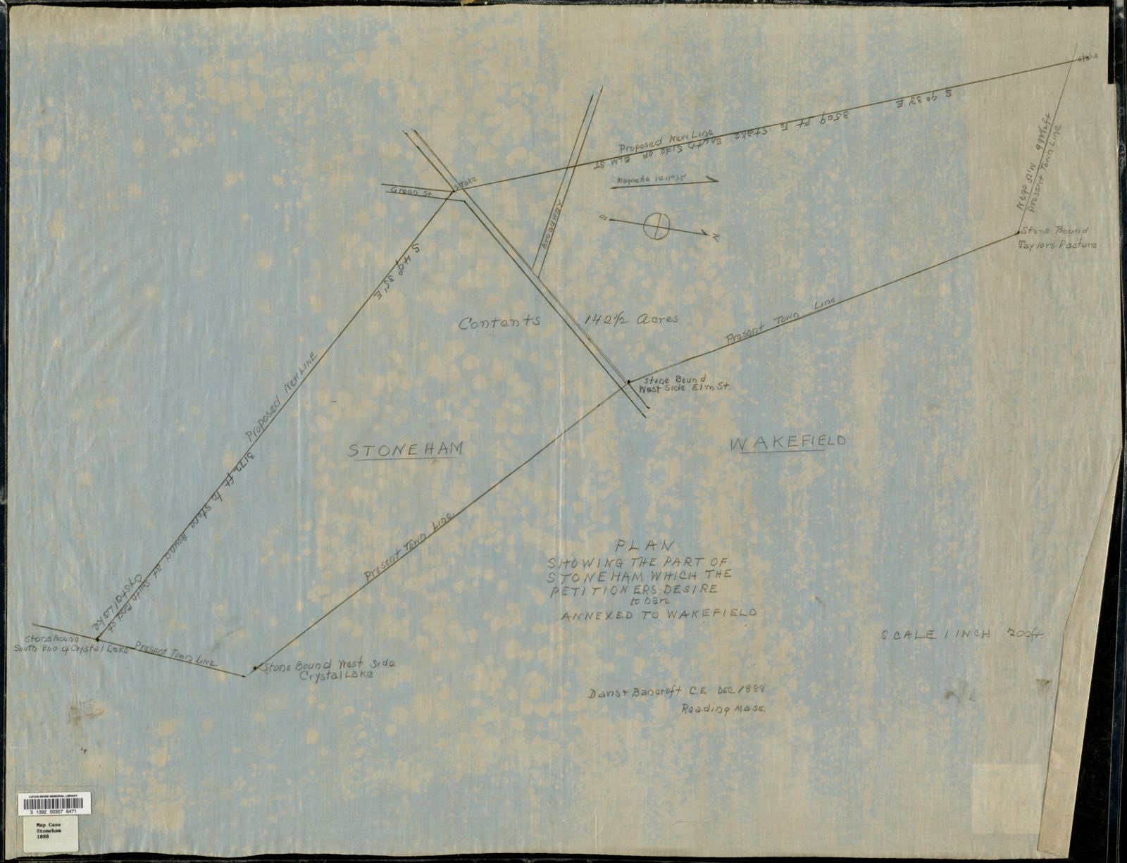Plan showing the part of Stoneham which the petitioners desire to have annexed to Wakefield, Lucius Beebe Memorial Library - undated