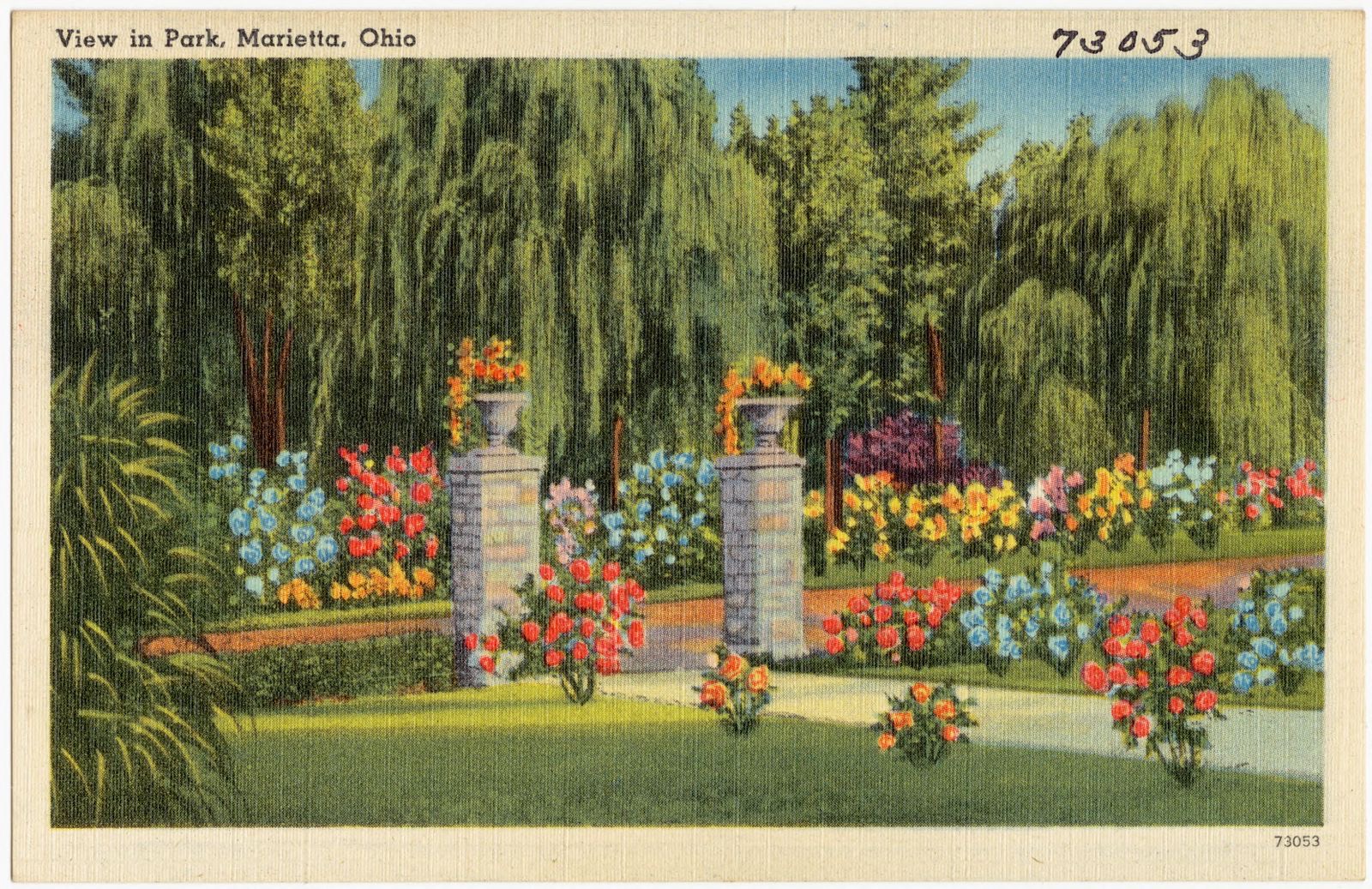 View in park, Marietta, Ohio, Boston Public Library - undated