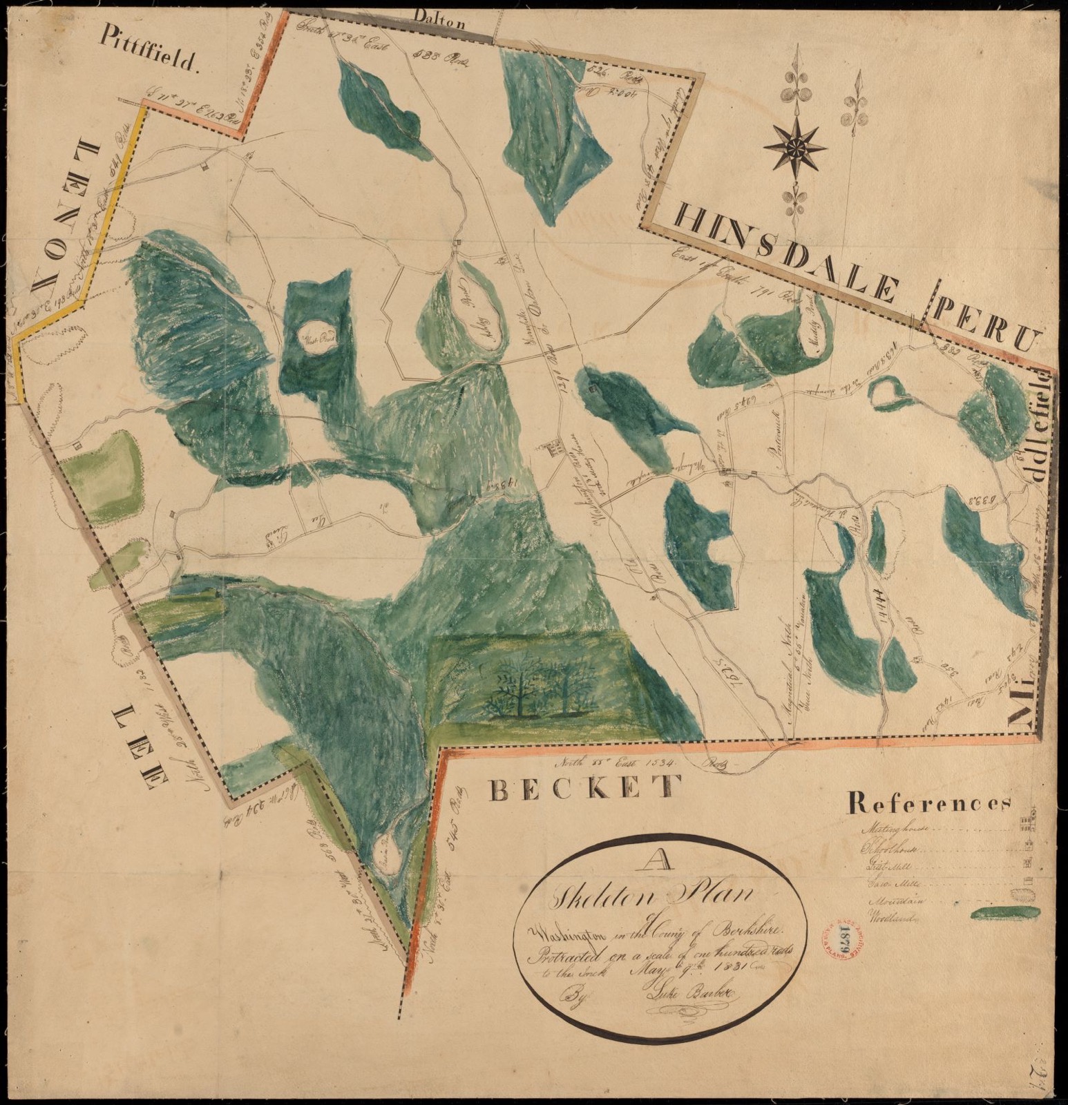 Plan of Washington made by Luke Barber, dated May 9, 1831, Massachusetts Archives - undated