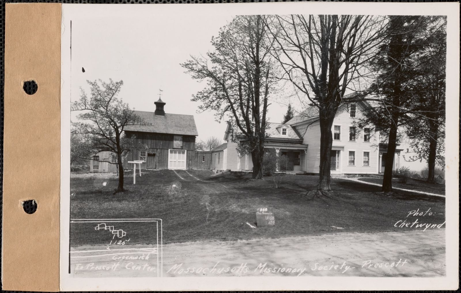 Massachusetts Missionary Society, house and barn, Prescott Center, Prescott, Mass., May 17, 1928 Parcel no. 368-19, Massachusetts Congregational Conference and Missionary Society, Massachusetts Archives - undated