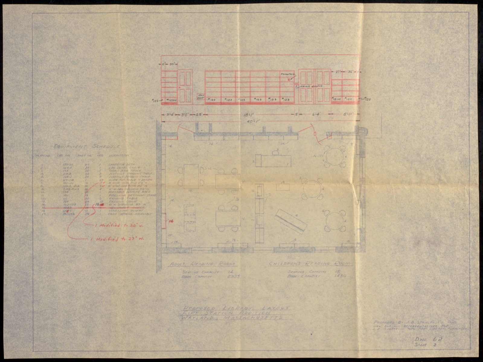 Proposed library layout fire station addition, Wayland Massachusetts, Wayland Free Public Library - undated