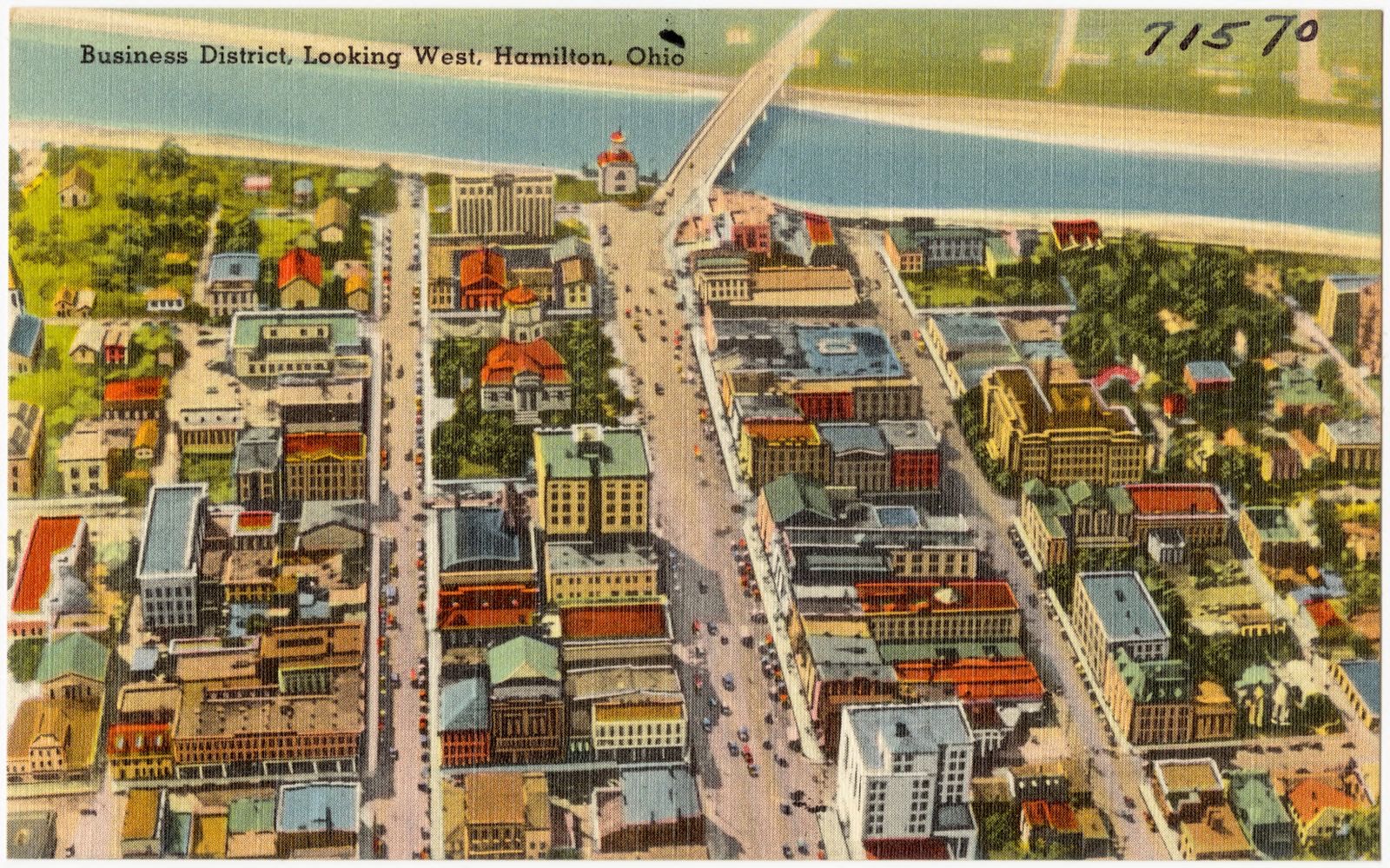 Business District, looking west, Hamilton, Ohio, Boston Public Library - undated