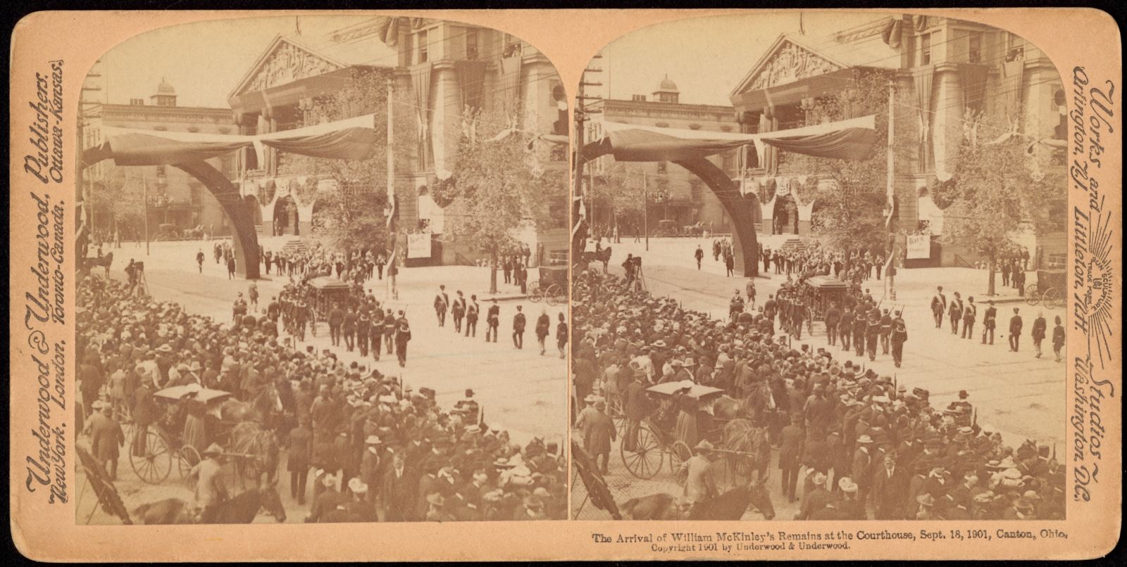 The arrival of William McKinley's remains at the courthouse, Sept. 18, 1901, Canton, Ohio, Boston Public Library - undated