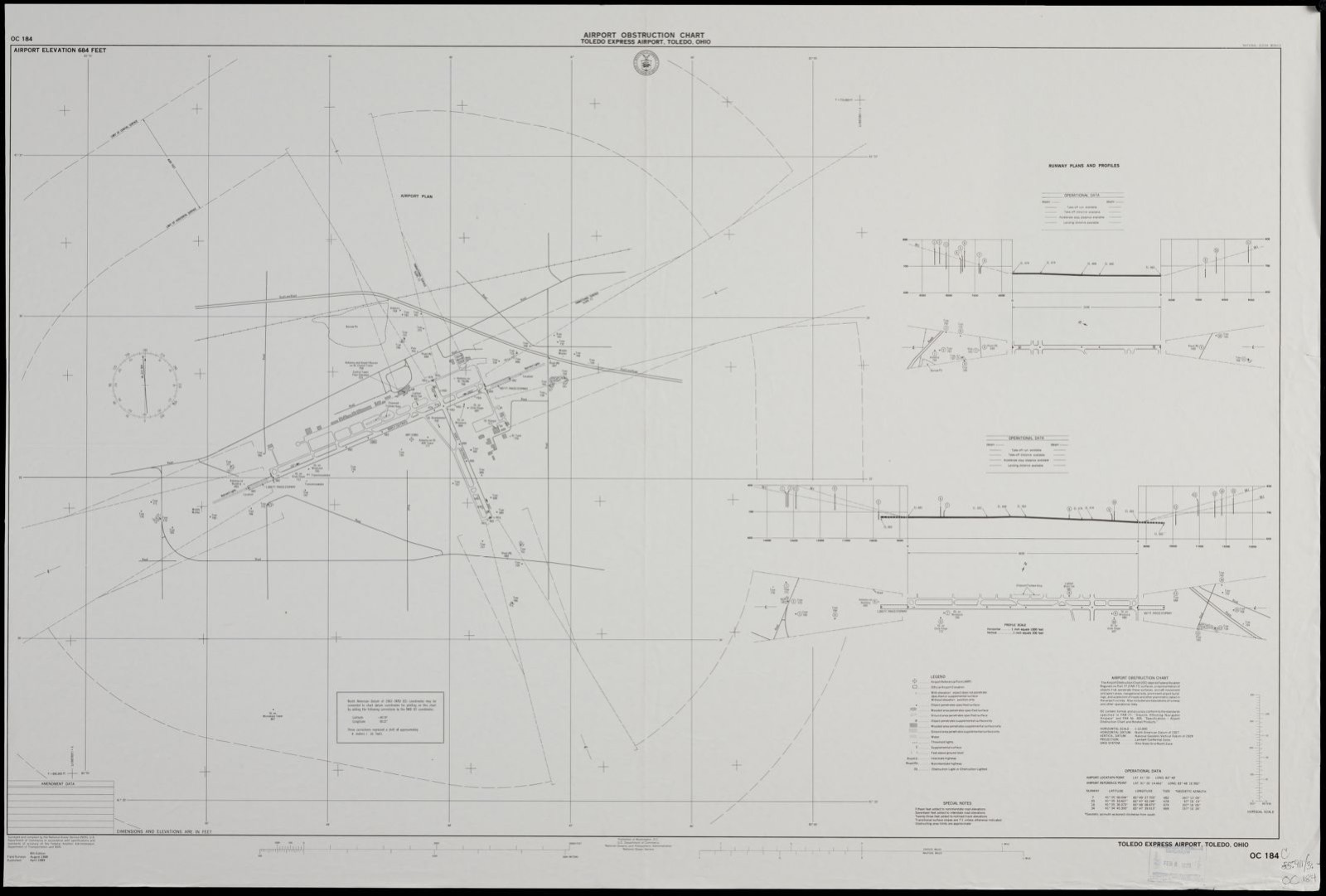 Airport obstruction chart OC 184, Toledo Express Airport, Toledo, Ohio, Boston Public Library - undated