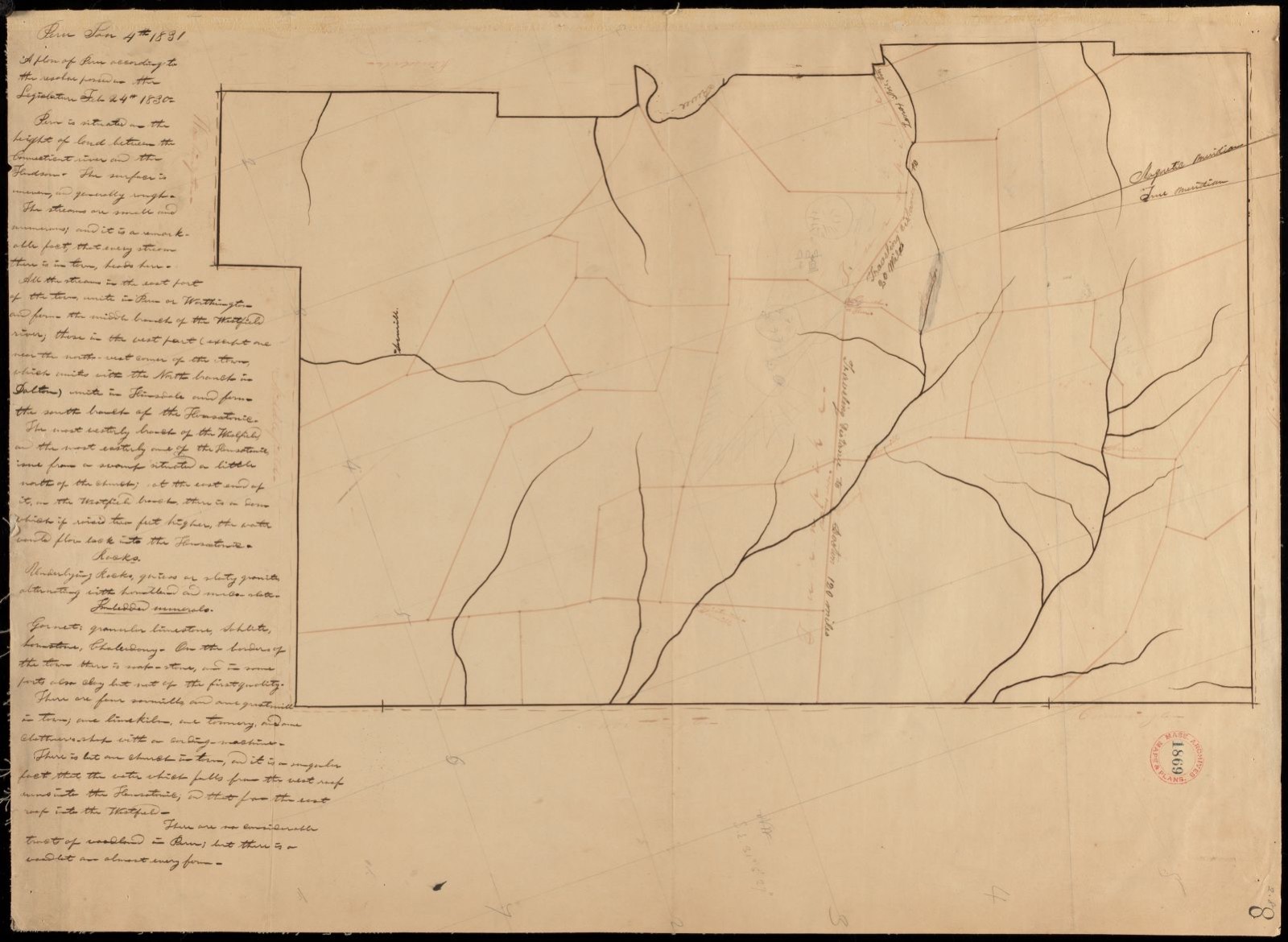 Plan of Peru, surveyor's name not given, dated January 4, 1831, Massachusetts Archives - undated